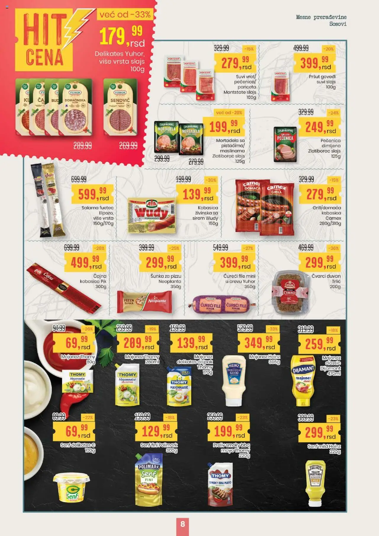 Aroma Market katalog - važi od 21.08.2025 | Strana: 8 | Proizvode: Majonez, Mortadela, Ćureći file, Šunka
