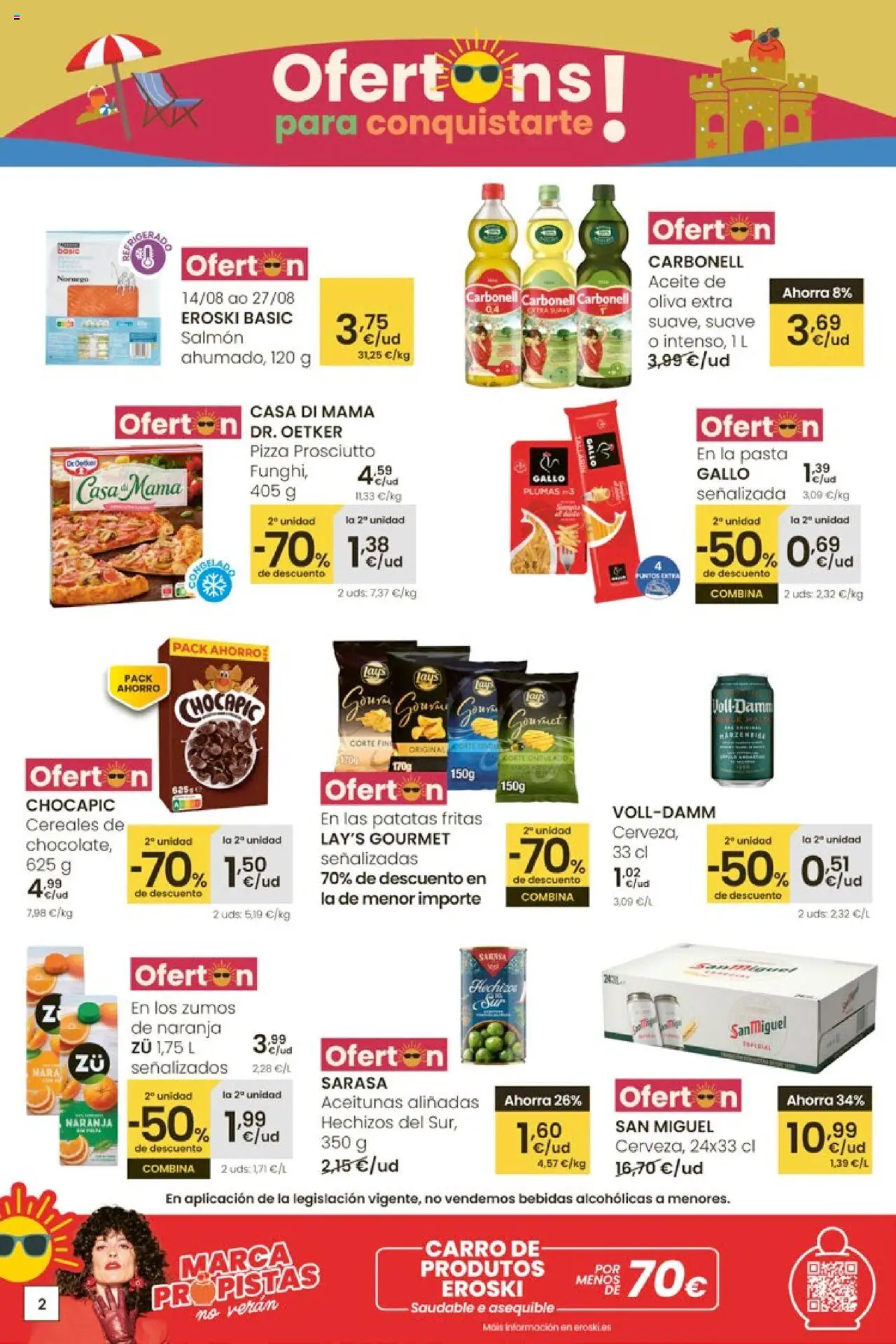 Eroski - Ofertons para conquistarte │ válido desde el 14.08.2025 | Página: 2 | Productos: Aceite, Pizza, Cereales, Pasta