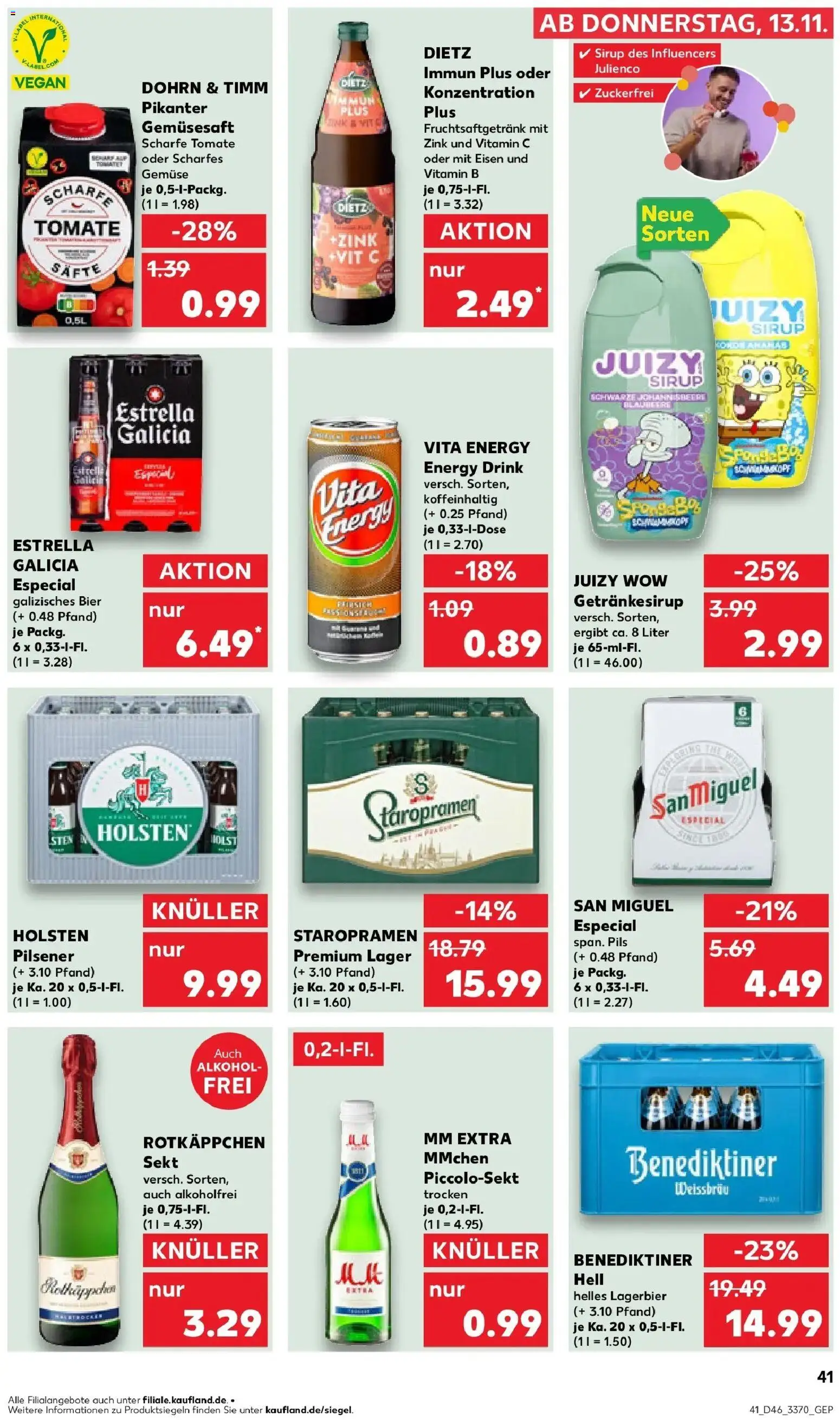 Kaufland prospekt Arnstadt	 – gültig ab 13.11.2025 | Seite: 41 | Produkte: Bier, Pils, Holsten, Gemüse