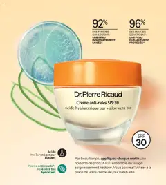 Stanhome - Prévisualisation de Dr. Pierre Ricaud Crème anti-rides SPF30, Crème anti-rides SPF30 Acide hyaluronique pur + aloe vera bio valide à partir de 20.10.2025 | Page: 61 | Produits: Noisette, Crème de jour, Crème