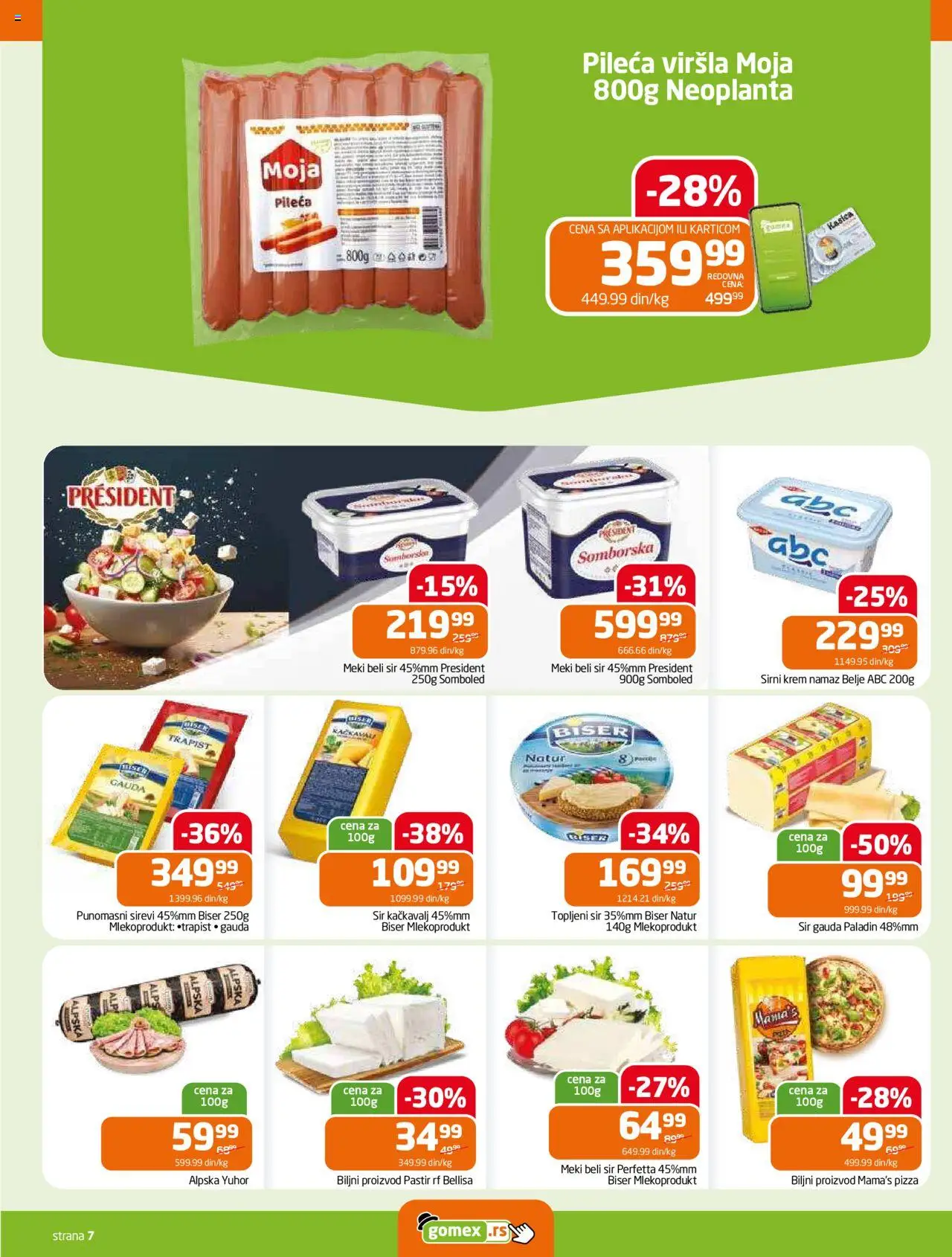 Gomex katalog - važi od 13.08.2025 | Strana: 7 | Proizvode: Sir, Kačkavalj, Topljeni sir