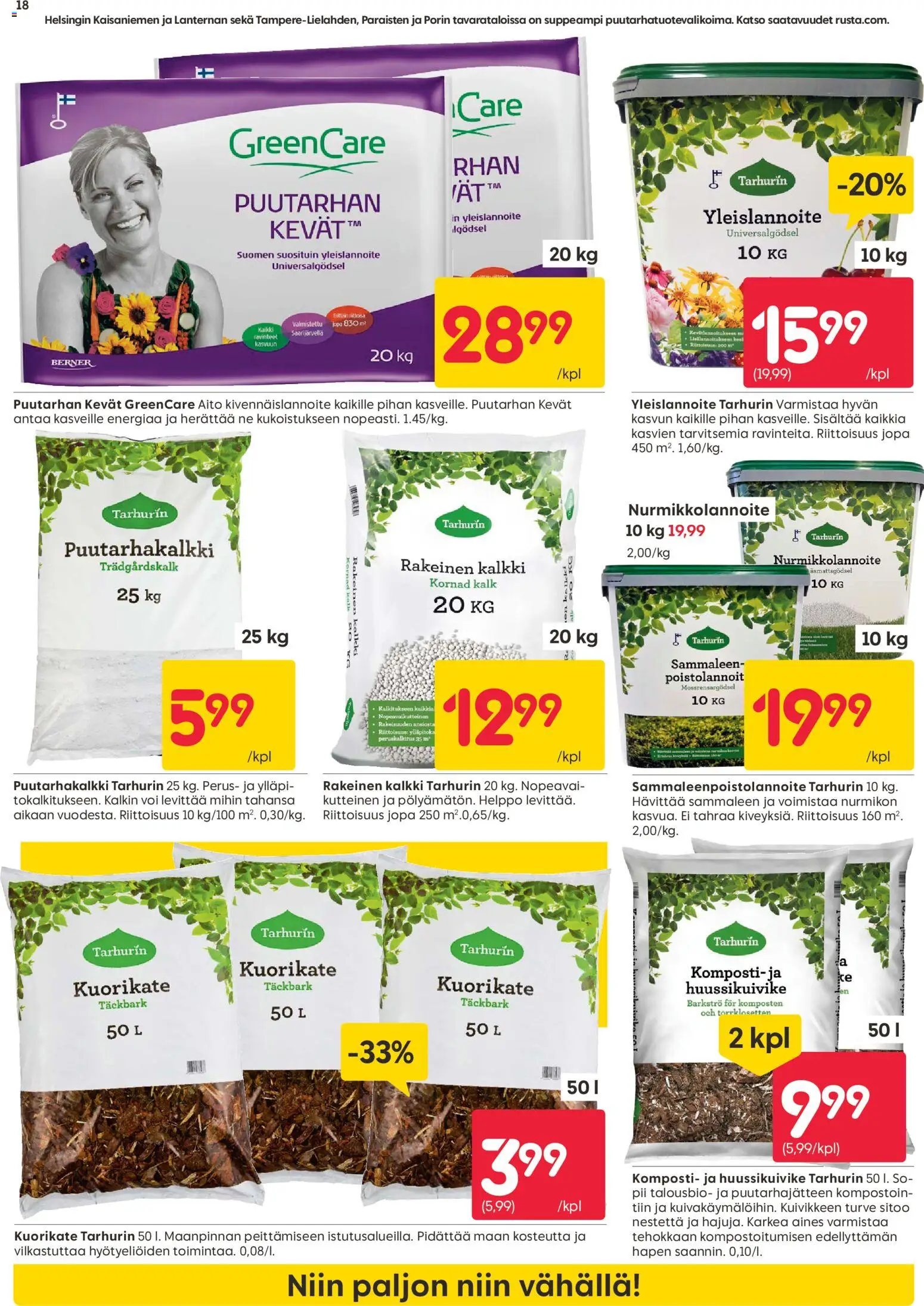 Rusta tarjoukset – voimassa 30.03.2026 alkaen | Sivu: 18 | Tuotteet: Komposti, Voi, Turve