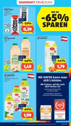 Hofer Flugblatt gültig ab 18.07.2025 | Seite: 21 | Produkte: Birne, Saft, Äpfel