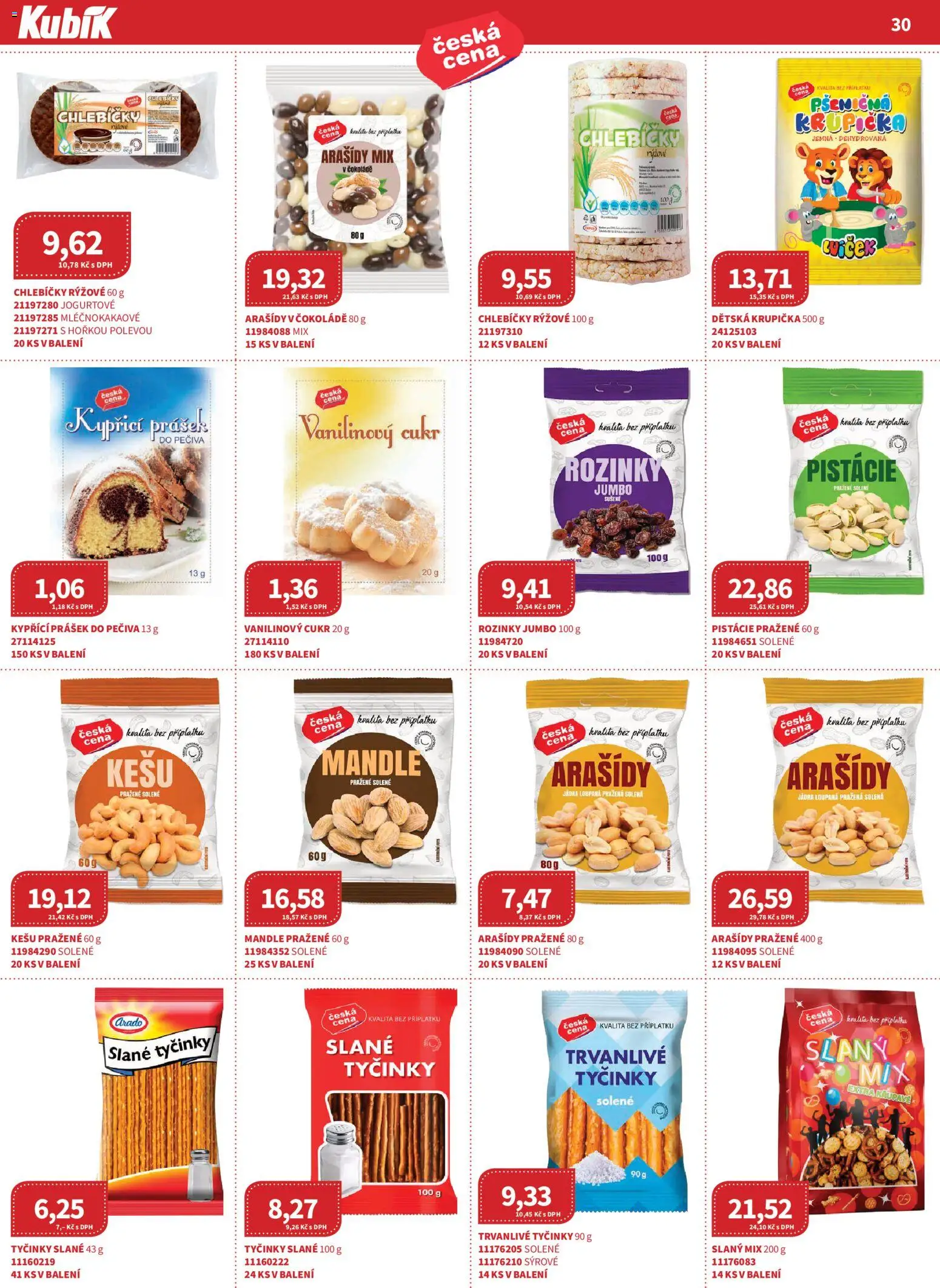 Kubík leták - Velkoobchod 03/2026 od 01.03.2026 | Strana: 30 | Produkty: Kešu, Arašídy, Cukr, Mandle