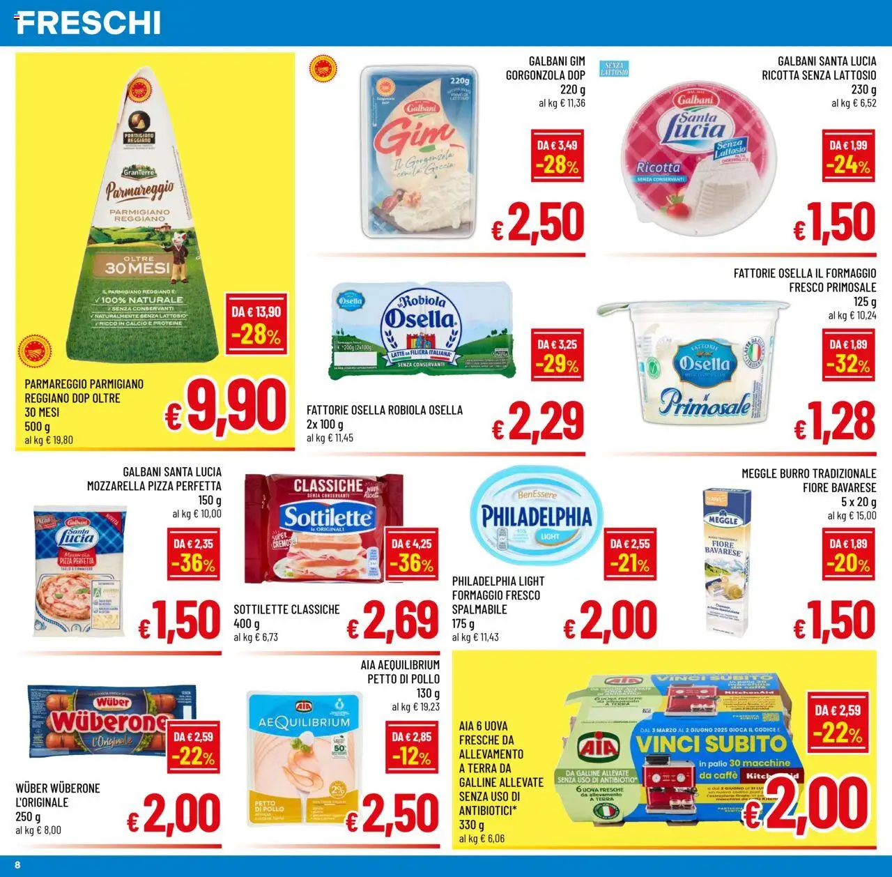 Volantino A&O del 06.08.2025 | Pagina: 8 | Prodotti: Latte, Formaggio, Gorgonzola, Robiola