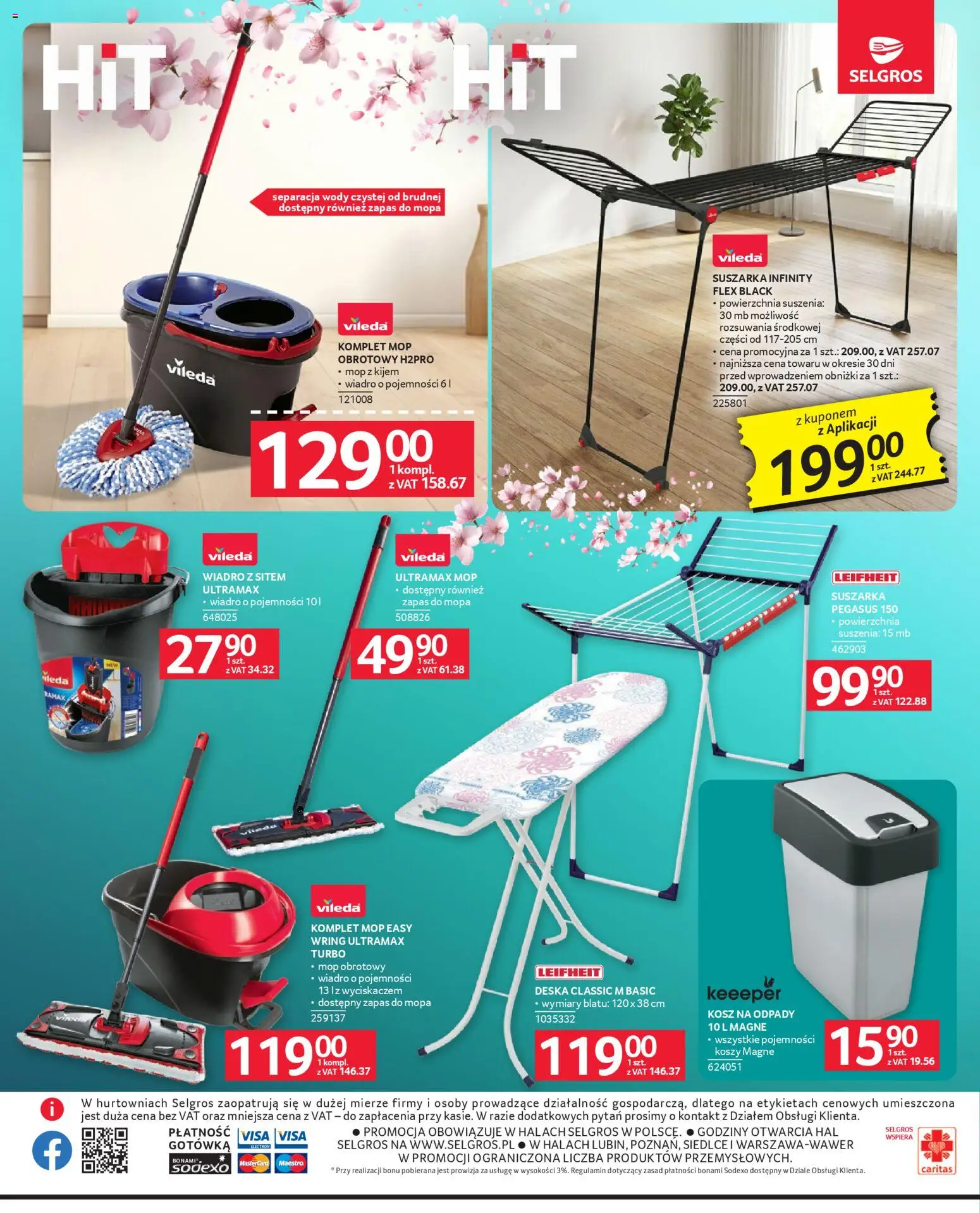 Selgros cash&carry gazetka - Oferta przemysłowa od 23.04.2026 | Strona: 14 | Produkty: Suszarka, Kosz, Mop obrotowy, Vileda