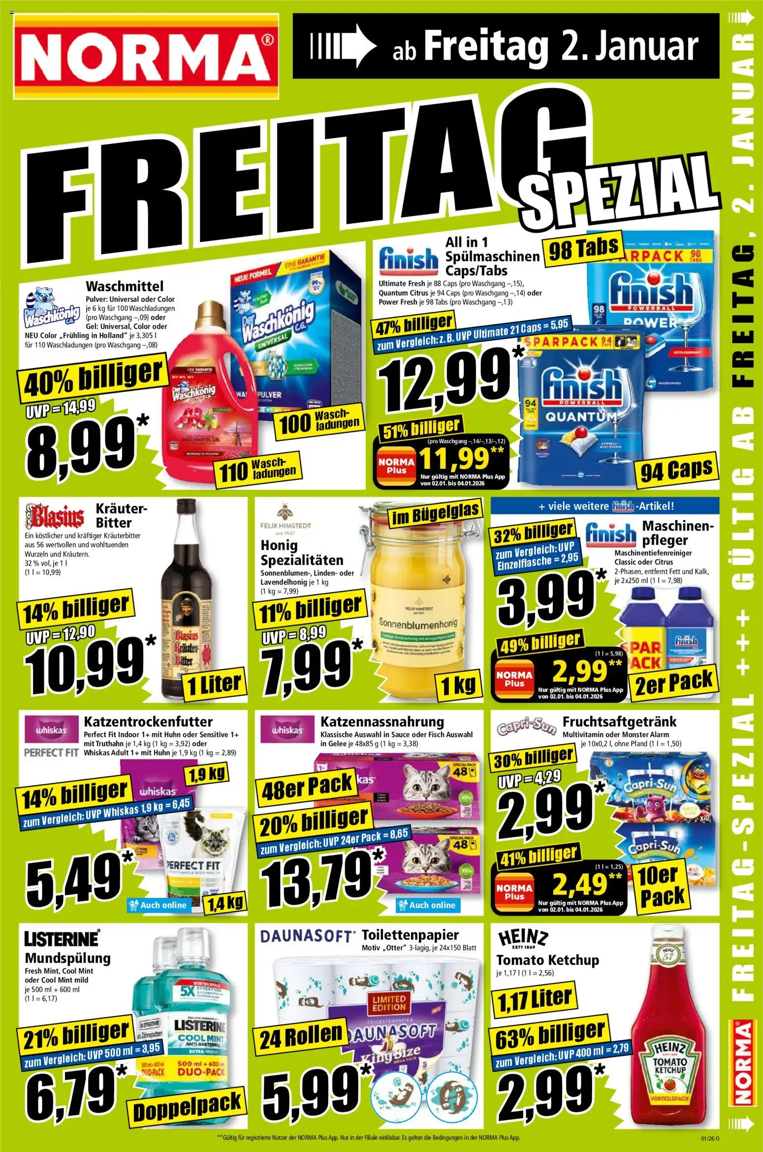 Norma Prospekt 	 – gültig ab 29.12.2025 | Seite: 11 | Produkte: Finish, Monster, Ketchup, Listerine