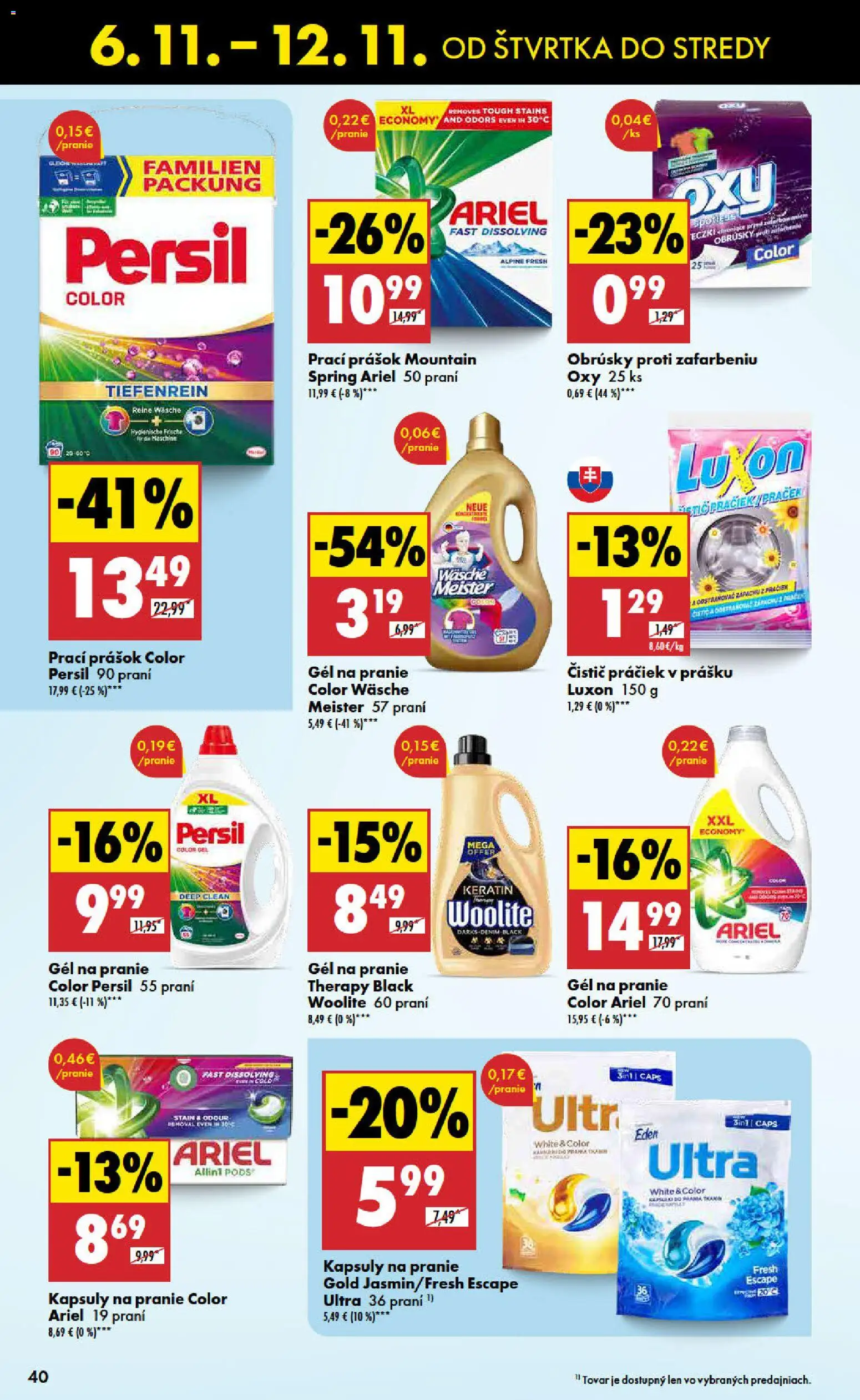 Nové Biedronka akcie – leták je platný od 06.11.2025 | Strana: 40 | Produkty: Persil, Prací prášok, Woolite, Ariel