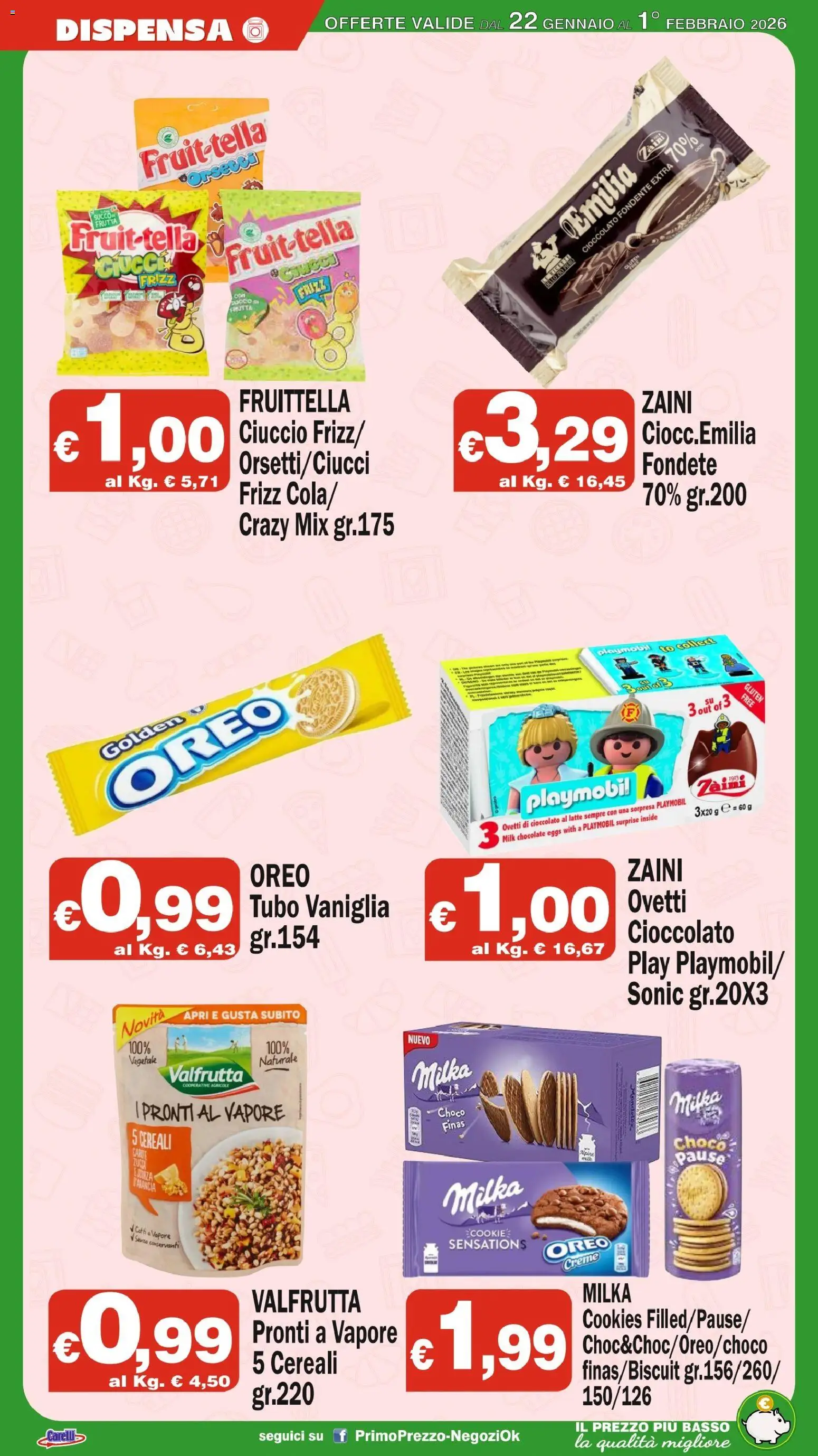 Volantino Primo Prezzo del 22.01.2026 | Pagina: 14 | Prodotti: Succo, Cereali, Latte, Tubo
