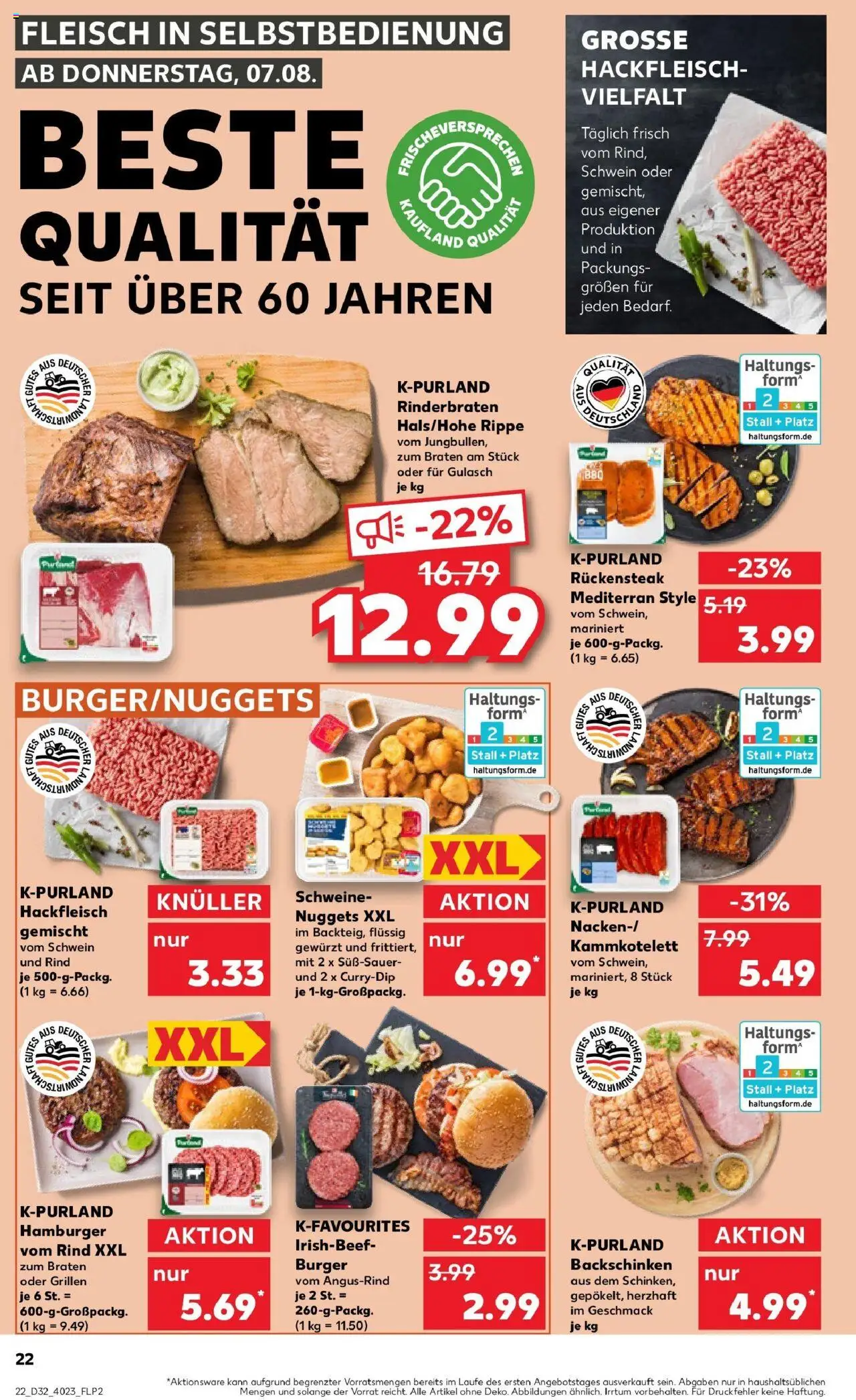 Kaufland prospekt Löbau	 - gültig ab dem 07.08.2025 | Seite: 22 | Produkte: Burger, Steak, Fleisch, Hackfleisch