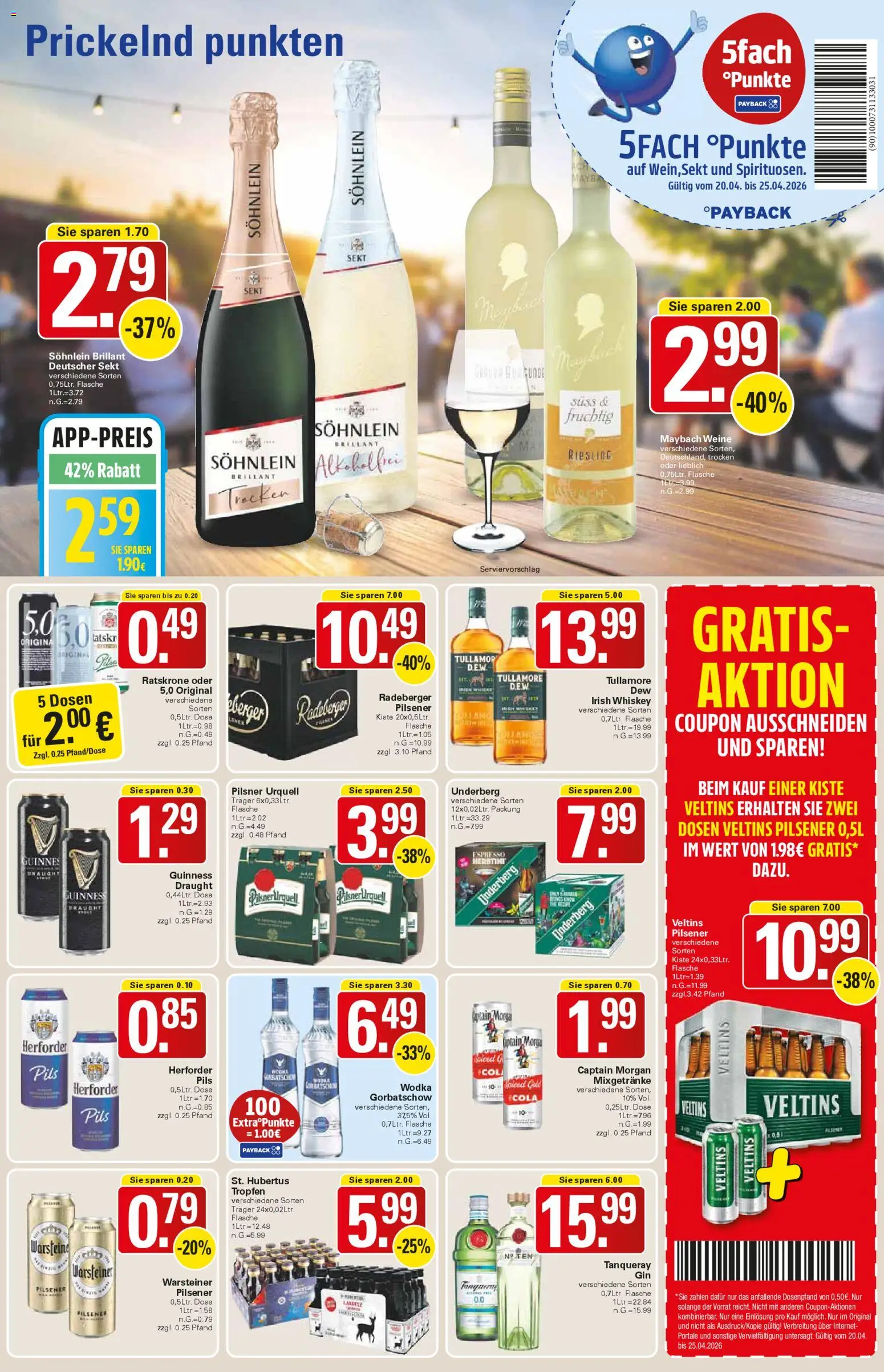 WEZ Prospekt 	 – gültig ab 20.04.2026 | Seite: 13 | Produkte: Captain morgan, Wodka, Whiskey, Underberg