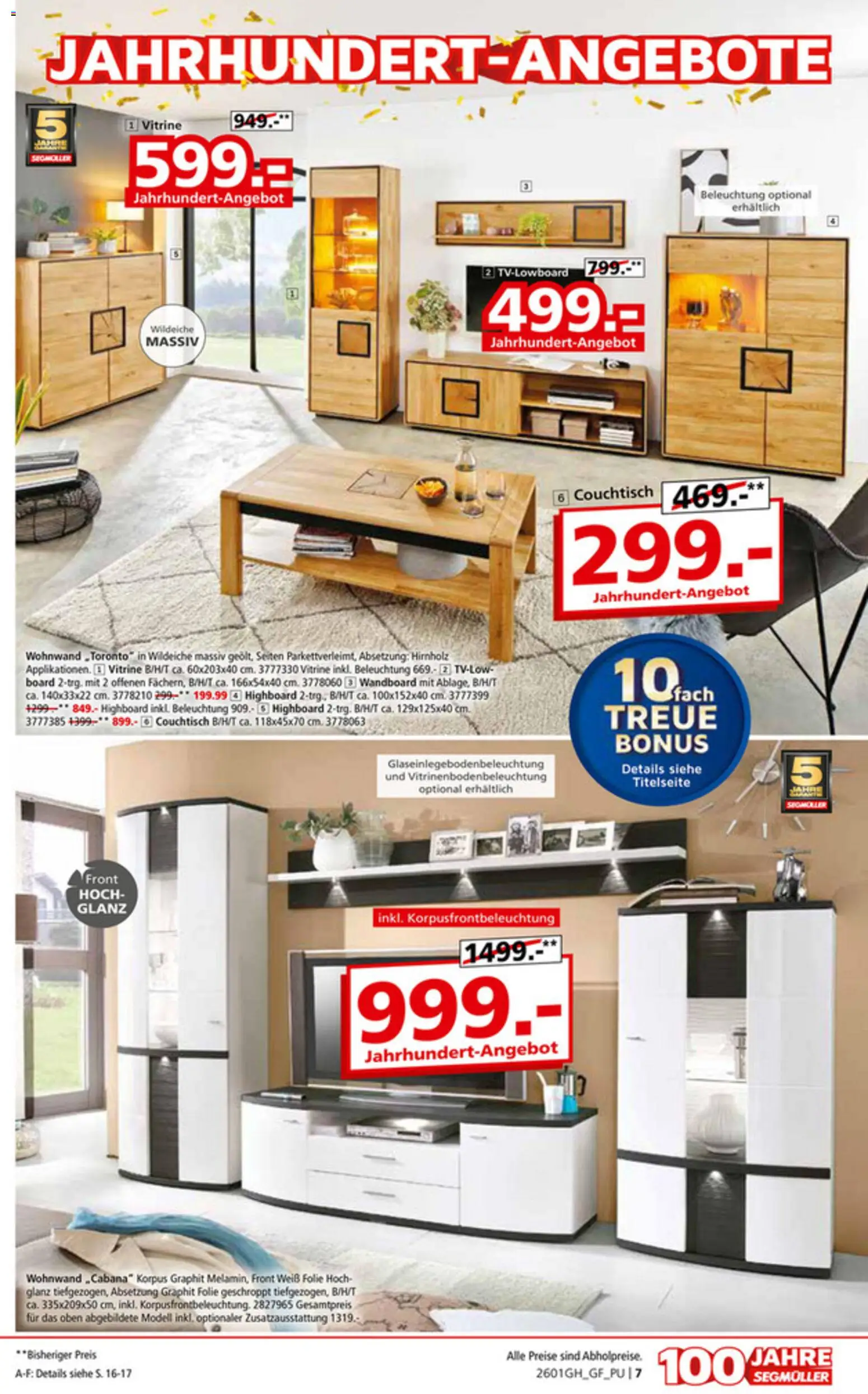 Segmüller 100 Jahre Jubiläums Finale – gültig ab 24.12.2025 | Seite: 9 | Produkte: HIghboard, Wandboard, Vitrine, Couchtisch
