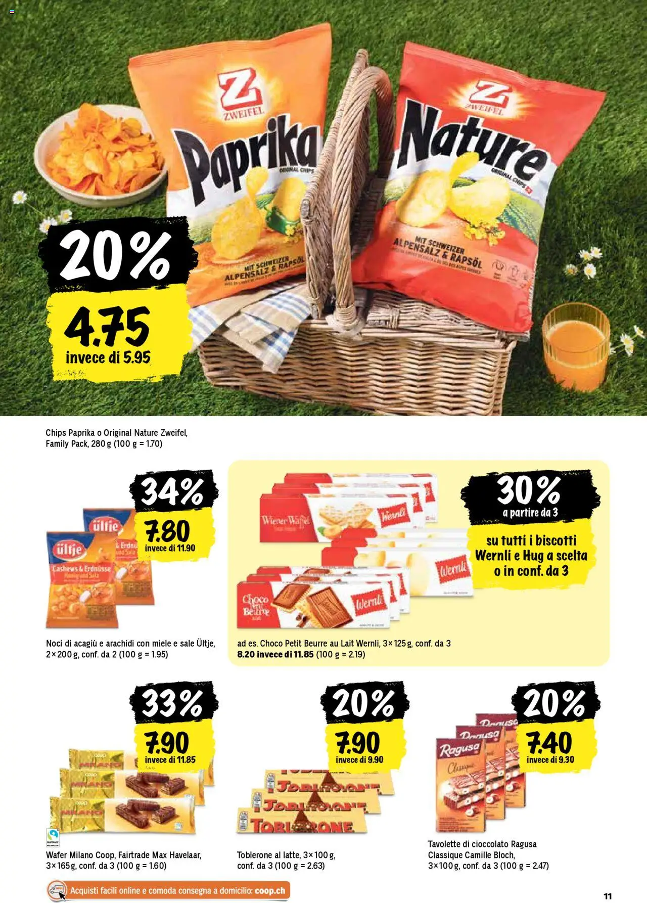 Coop - Una settimana di azioni ab 07.08.2025 | Seite: 11 | Produkte: Erdnüsse, Rapsöl, Chips, Miele