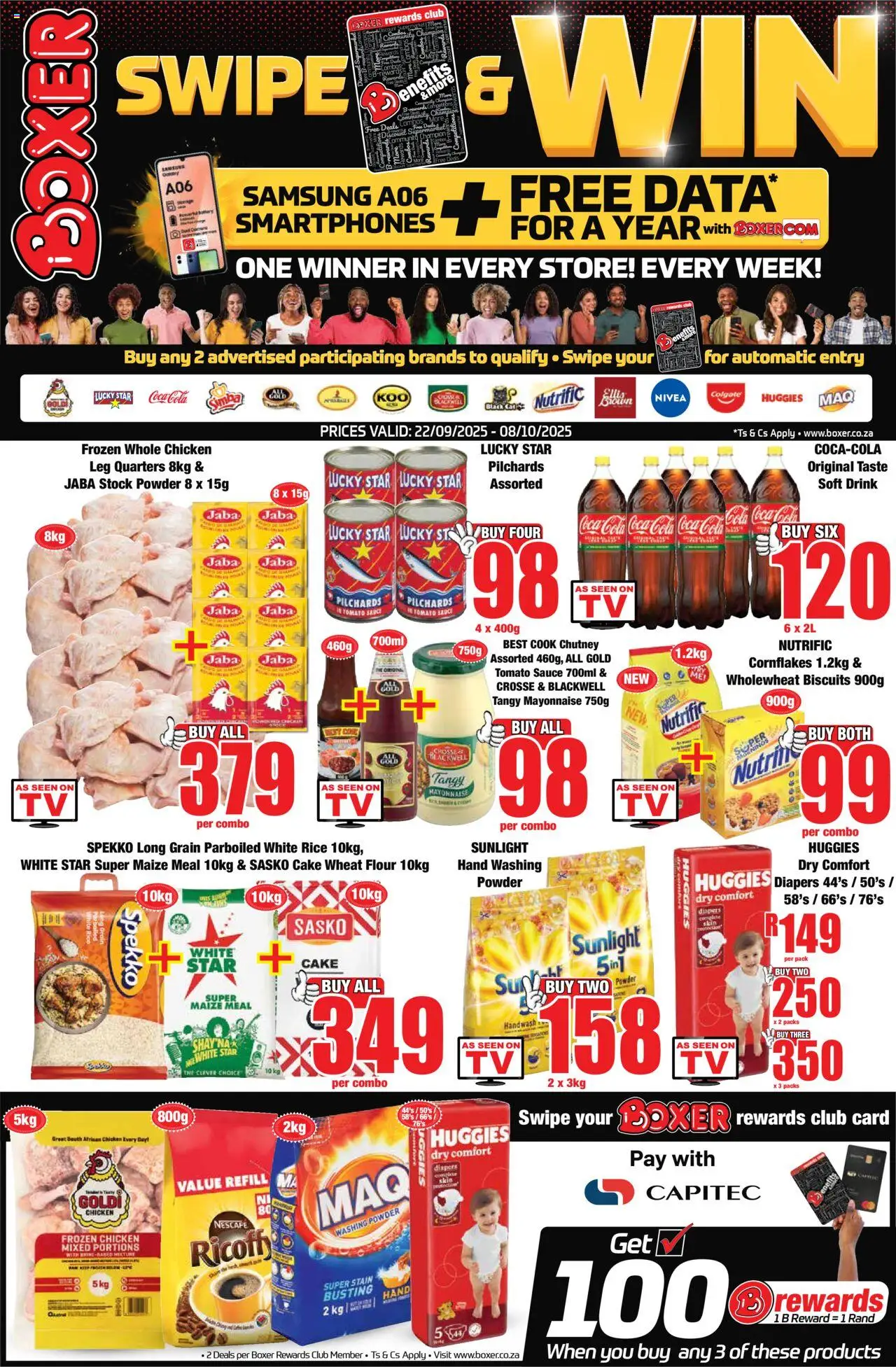 New Boxer catalogue – valid from 22.09.2025 | Page: 1 | Products: Pilchards, Maize meal, Rice, Mayonnaise
