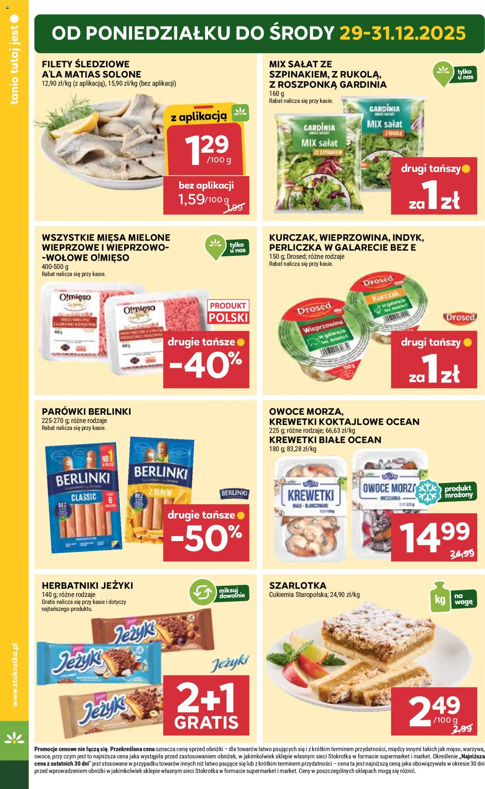 Stokrotka Gazetka od 29.12.2025 | Strona: 4 | Produkty: Parówki, Herbatniki, Mix sałat, Perliczka