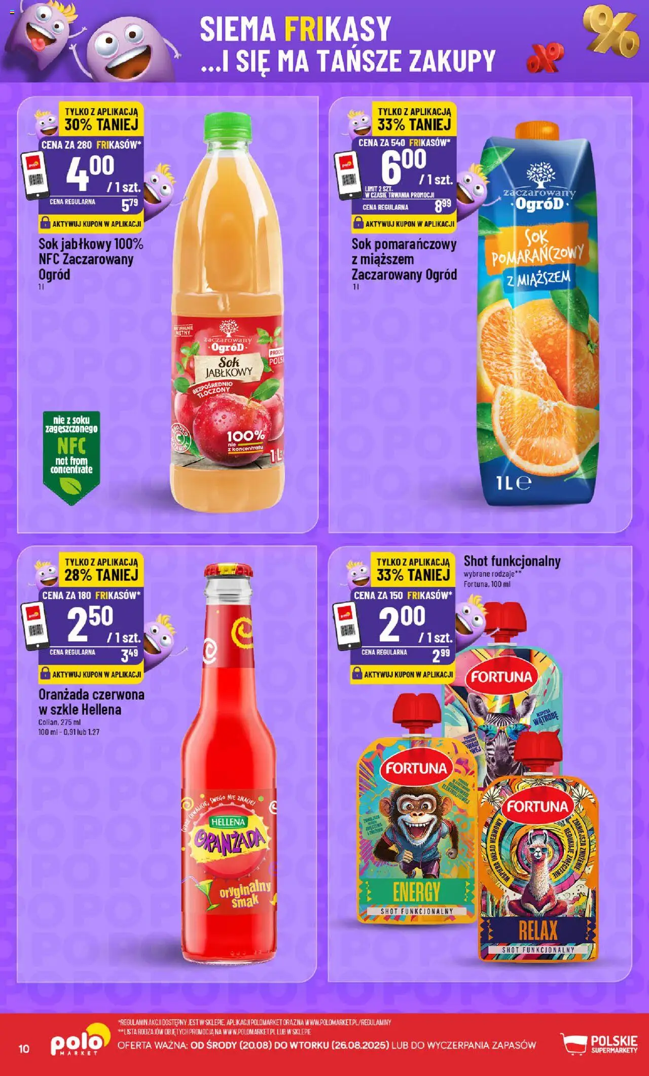 POLOmarket Gazetka - Frikasowe Hity od 20.08.2025 | Strona: 10 | Produkty: Sok pomarańczowy, Sok jabłkowy, Sok