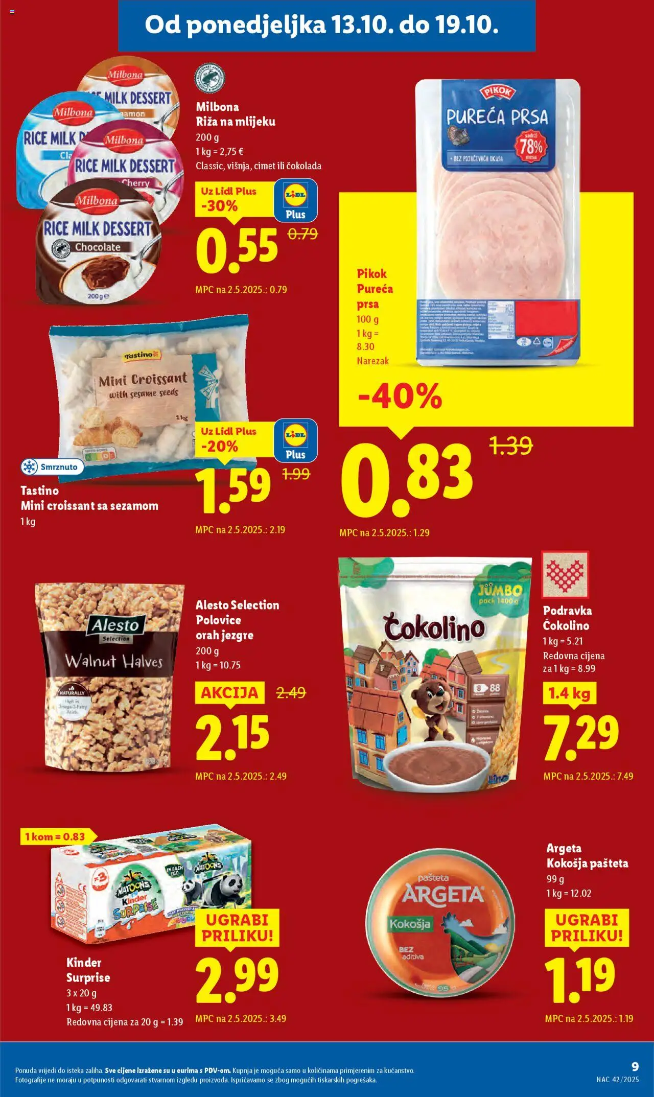 Lidl katalog | vrijedi od 13.10.2025 | Stranica: 9 | Proizvodi: Čokolada, Podravka, Riža, Pašteta