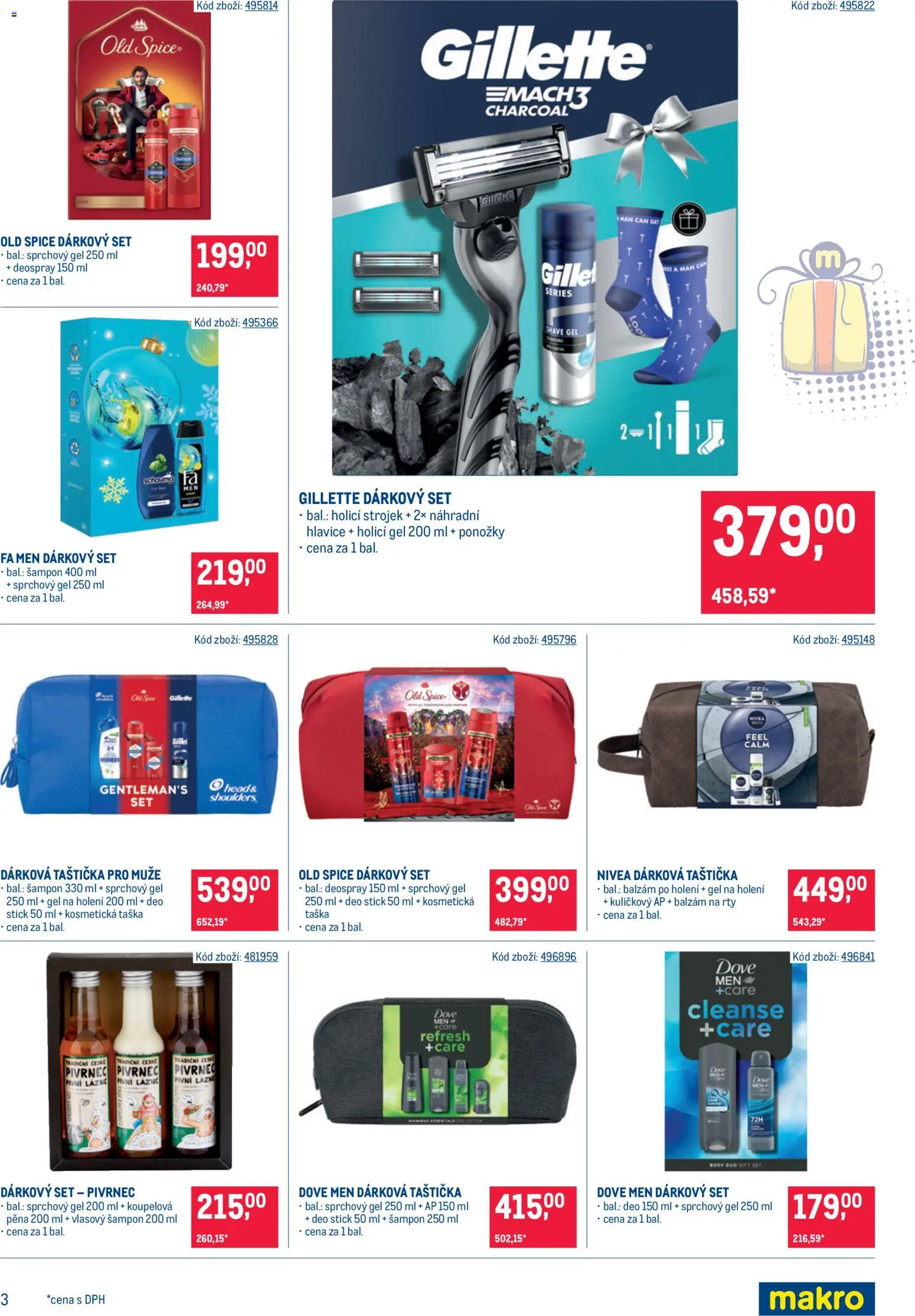 Makro leták - Kosmetické balíčky od 19.11.2025 | Strana: 3 | Produkty: Gel na holení, Taška, Body, Šampon