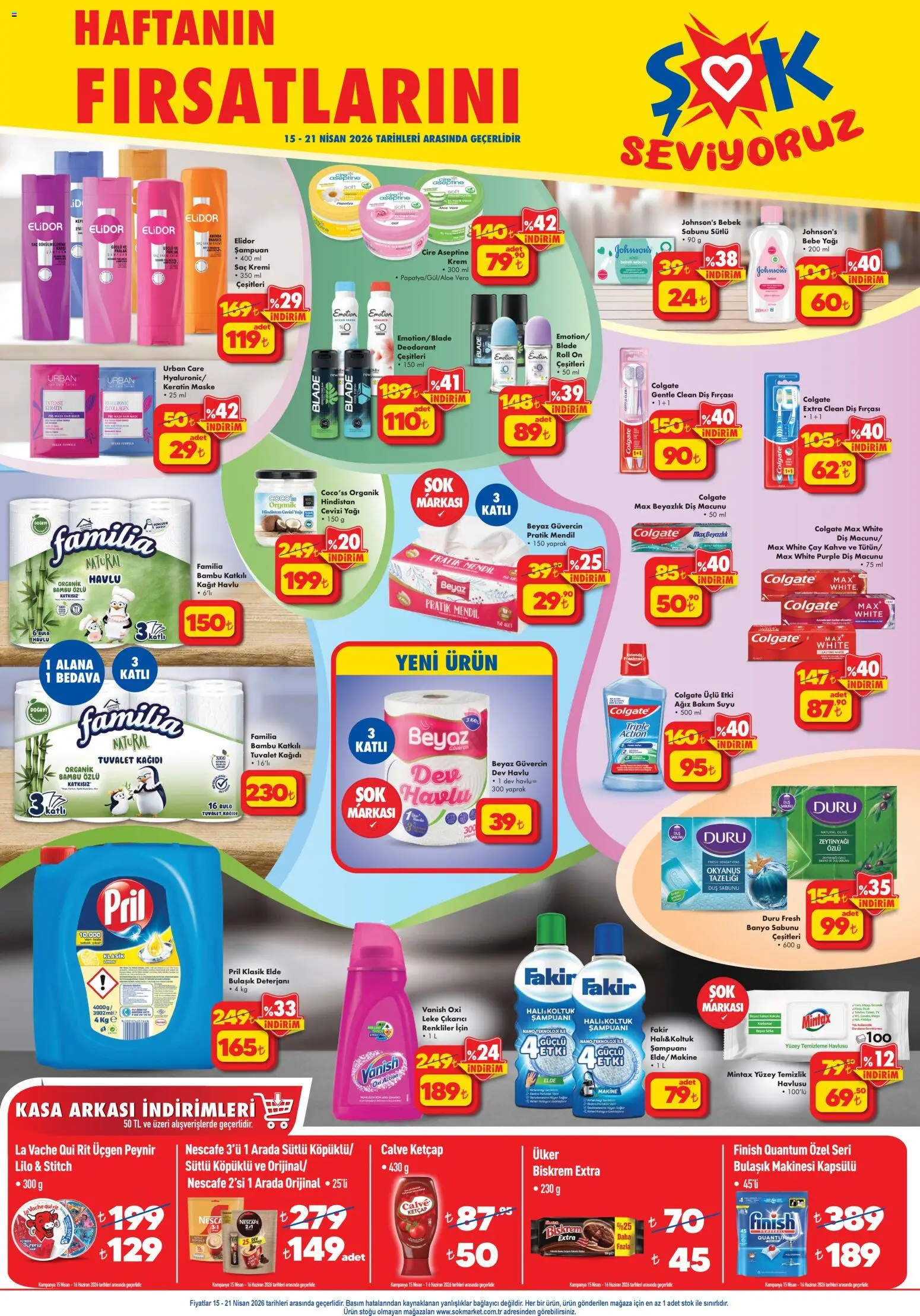 Şok Market Katalog - 15.04.2026 tarihinden itibaren geçerlidir | Sayfa: 2 | Ürünler: Mendil, Diş fırçası, Ketçap, Kağıt havlu