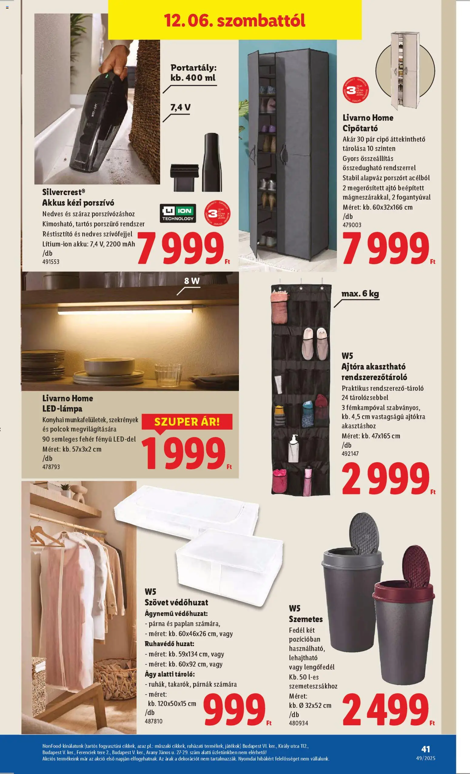 Lidl akciós ujság - amely érvényes a következő dátumtól: 04.12.2025 | Oldal: 41 | Termékek: Paplan, Polcok, Párna, Cipőtartó