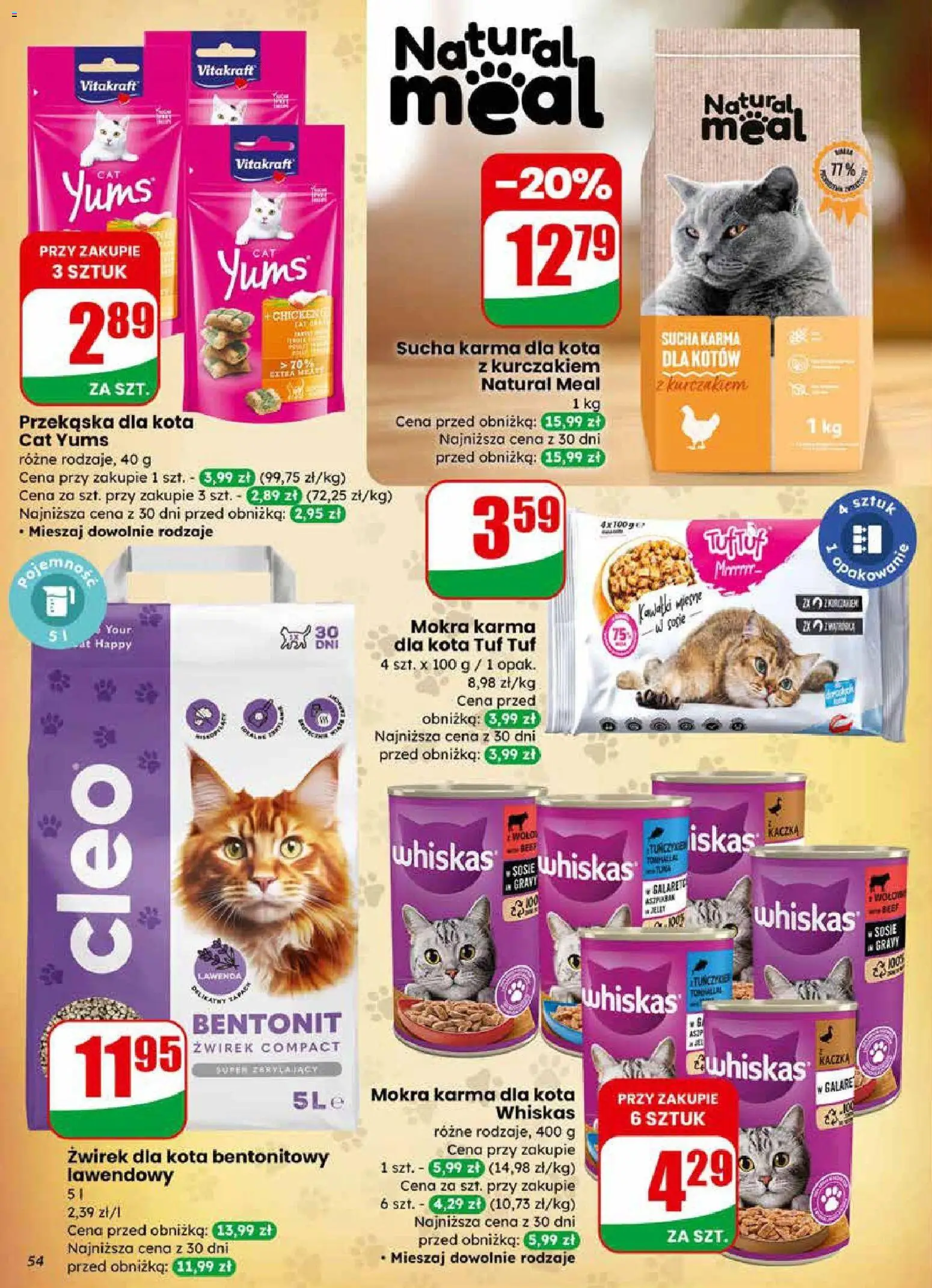 Dino gazetka od 11.03.2026 | Strona: 54 | Produkty: Żwirek dla kota, Kaczka, Karma dla kota