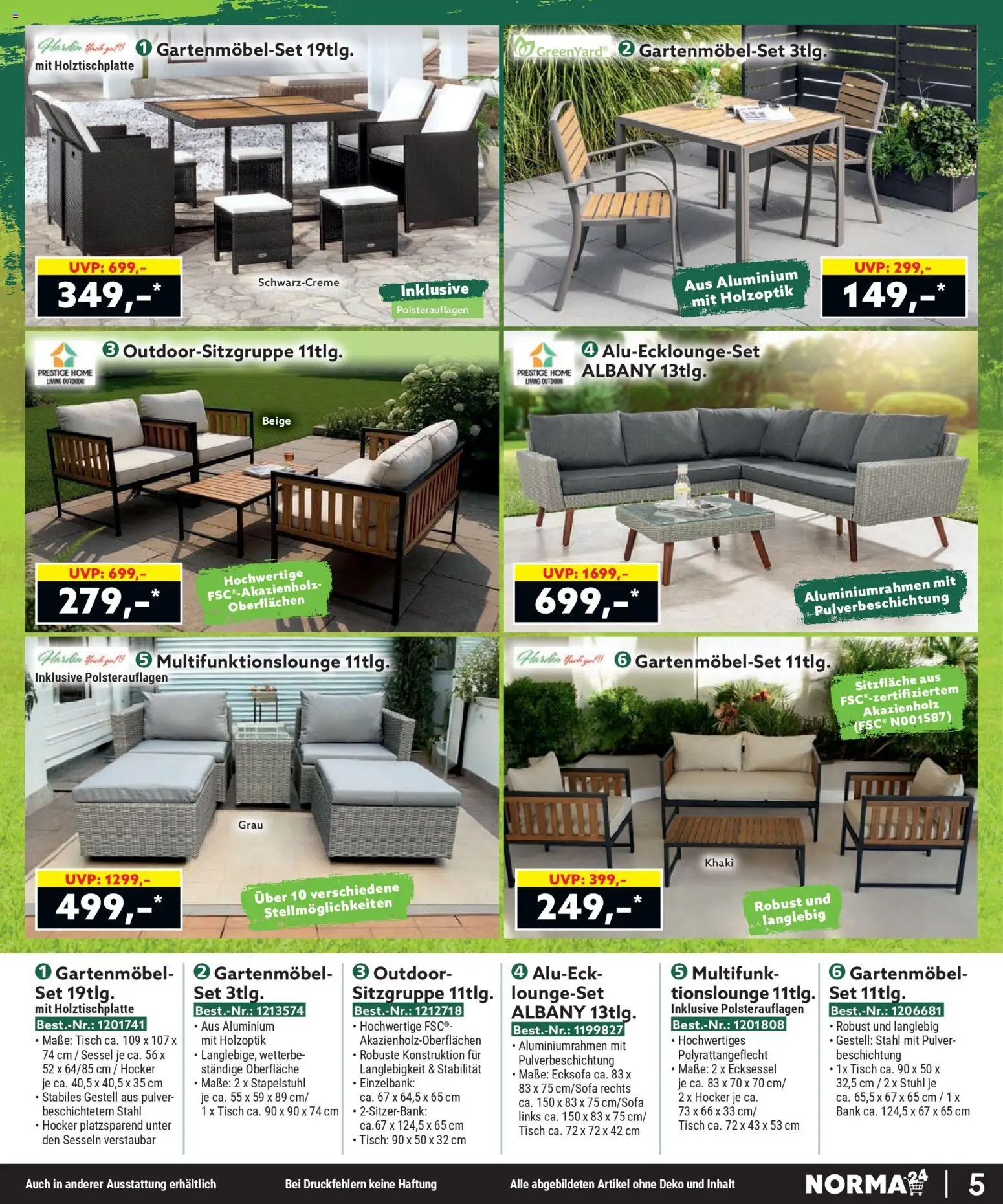 Norma Bestellmagazin April 2026 – gültig ab 01.04.2026 | Seite: 5 | Produkte: Hocker, Tisch, Stuhl, Gartenmöbel