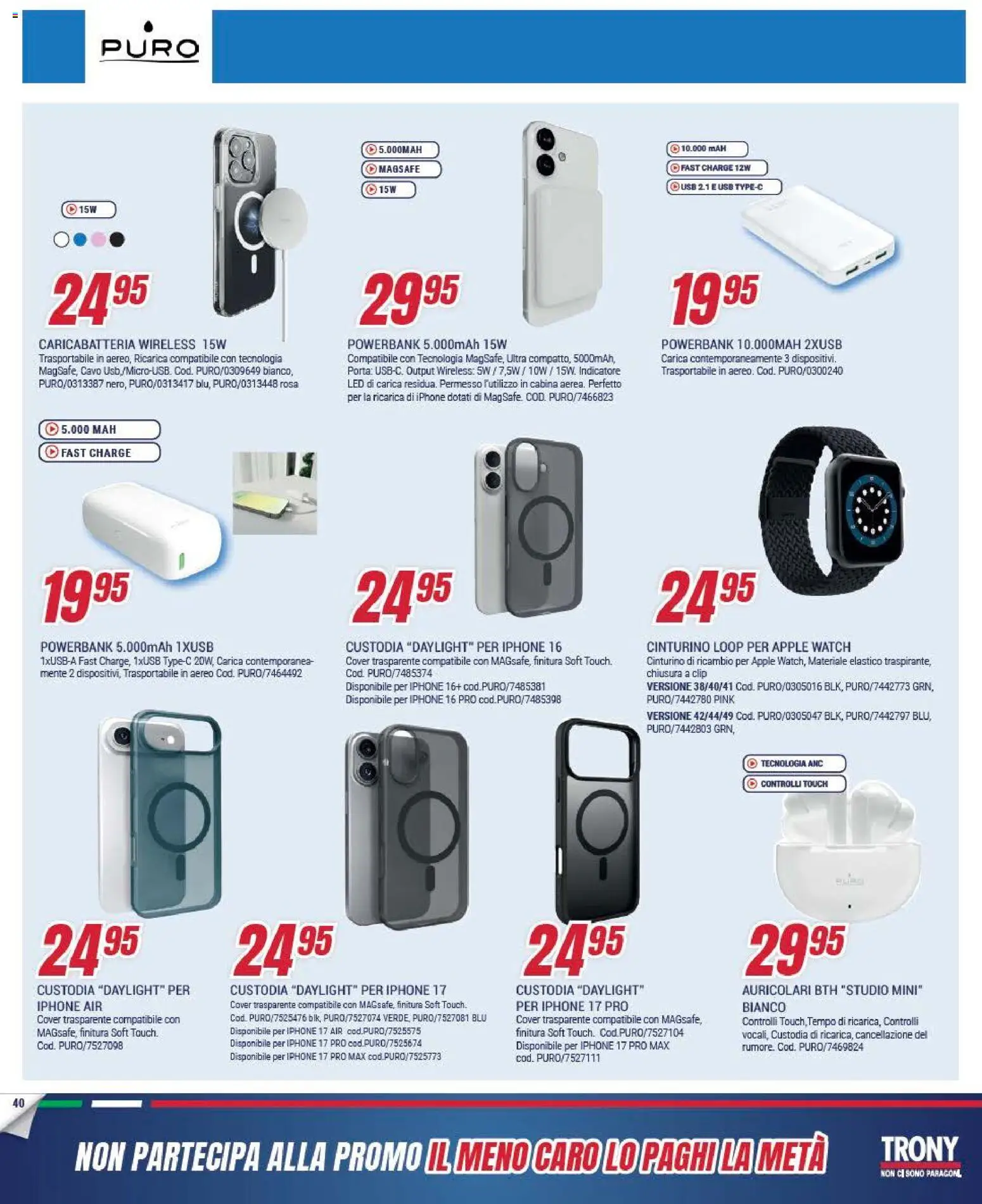 Volantino Trony del 04.12.2025 | Pagina: 40 | Prodotti: Iphone, Cavo, USB, Apple Watch