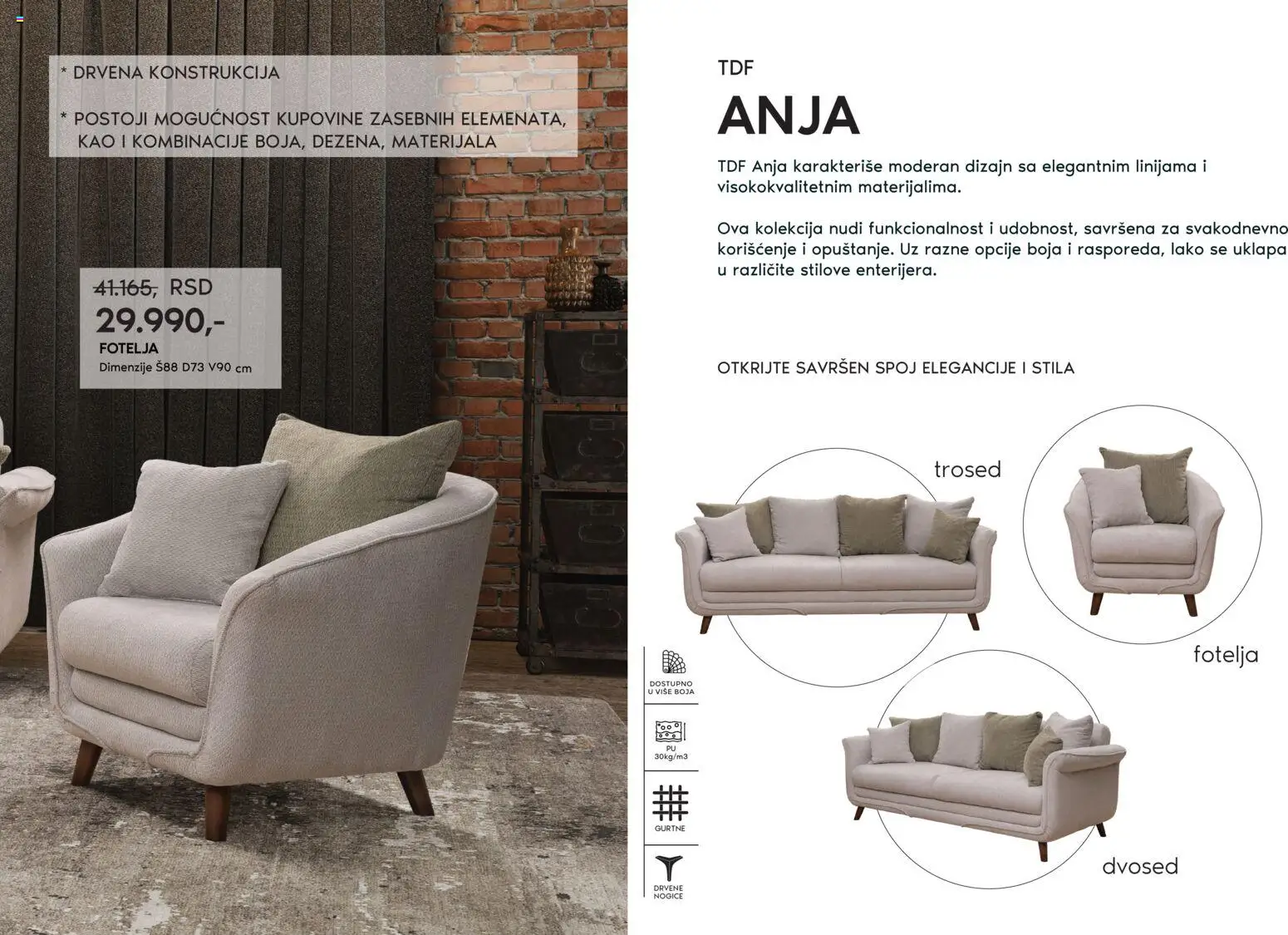 Vitorog katalog - važi od 05.11.2025 | Strana: 11 | Proizvode: Fotelja, Trosed, Dvosed