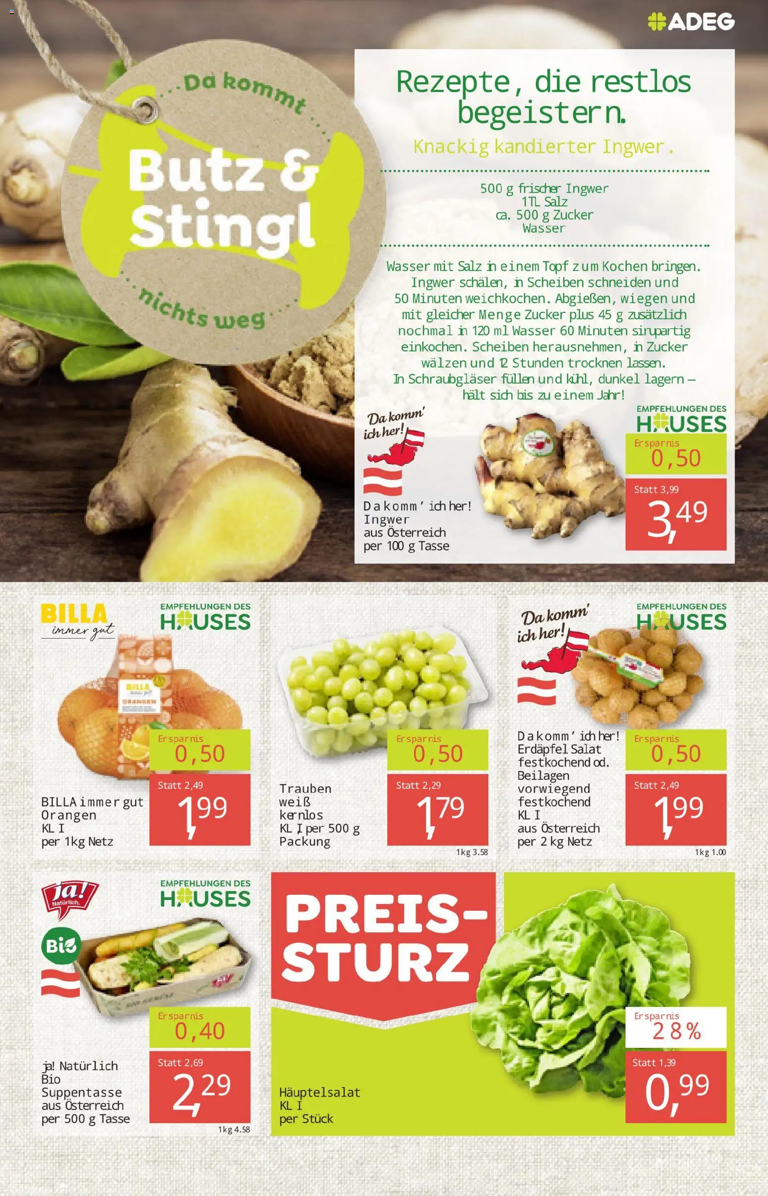 ADEG Flugblatt gültig ab 06.11.2025 | Seite: 3 | Produkte: Salat, Salz, Zucker, Orangen