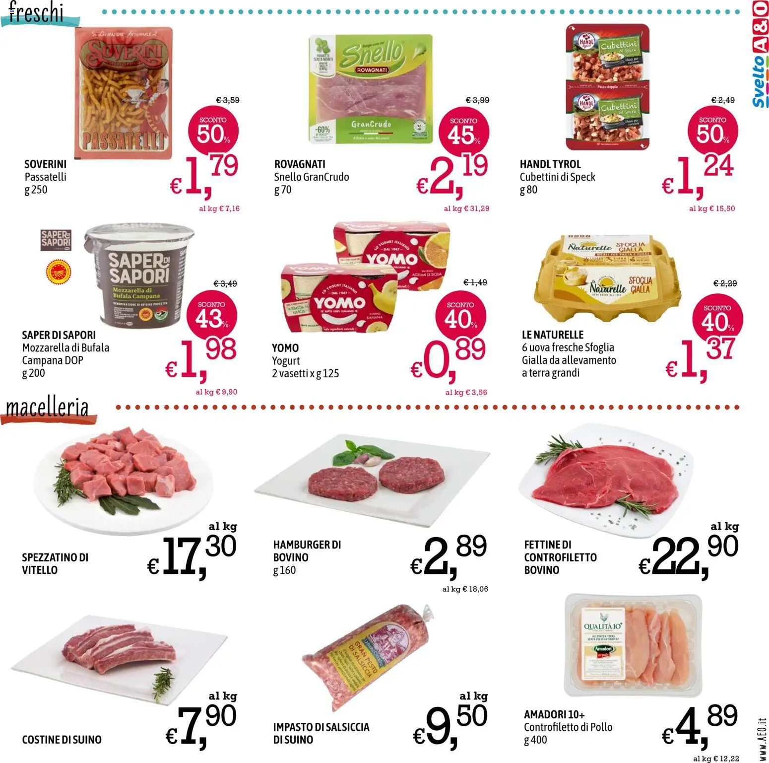 Volantino A&O del 27.11.2025 | Pagina: 3 | Prodotti: Yogurt, Mozzarella, Pesto, Hamburger