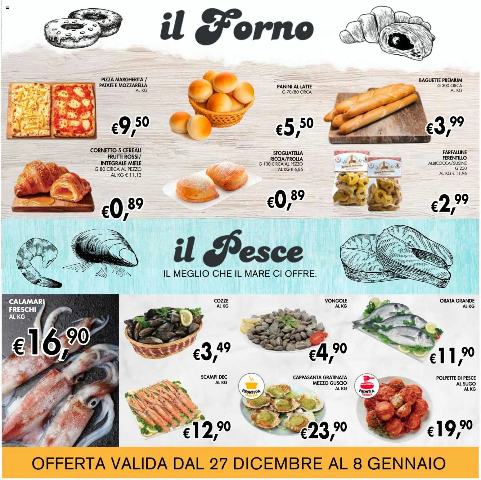 Volantino Coal del 27.12.2025 | Pagina: 12 | Prodotti: Cornetto, Cereali, Vongole, Il pesce