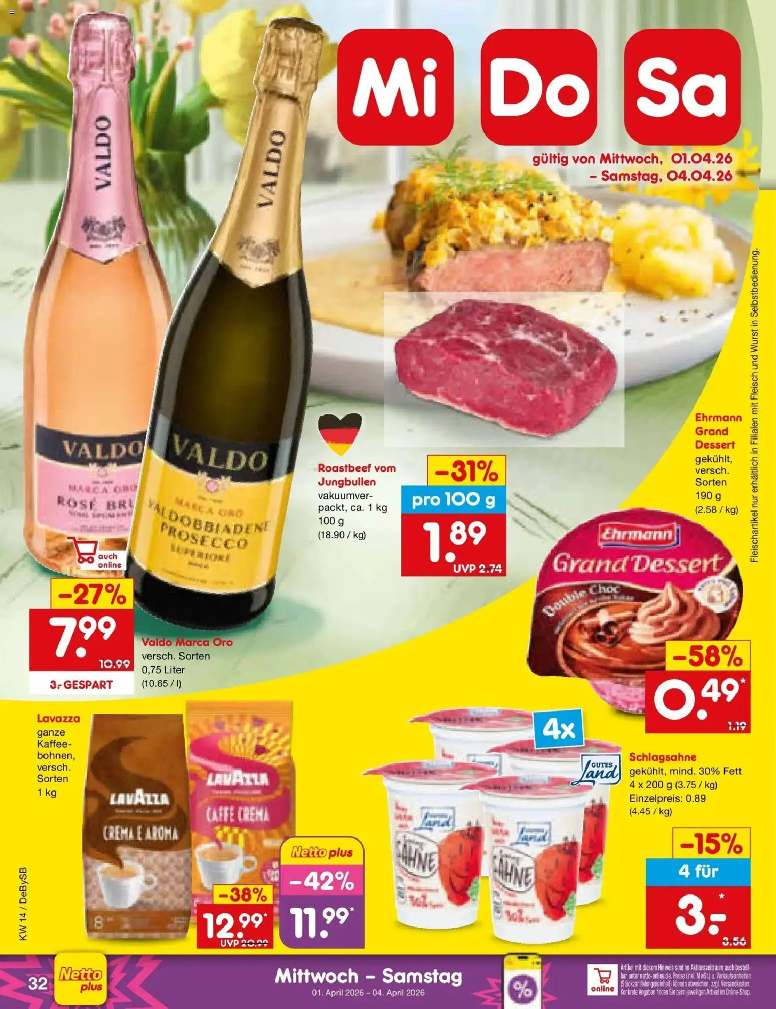 Netto Marken-Discount Prospekt Thierhaupten	 – gültig ab 30.03.2026 | Seite: 46 | Produkte: Lavazza, Kaffee, Roastbeef, Wurst