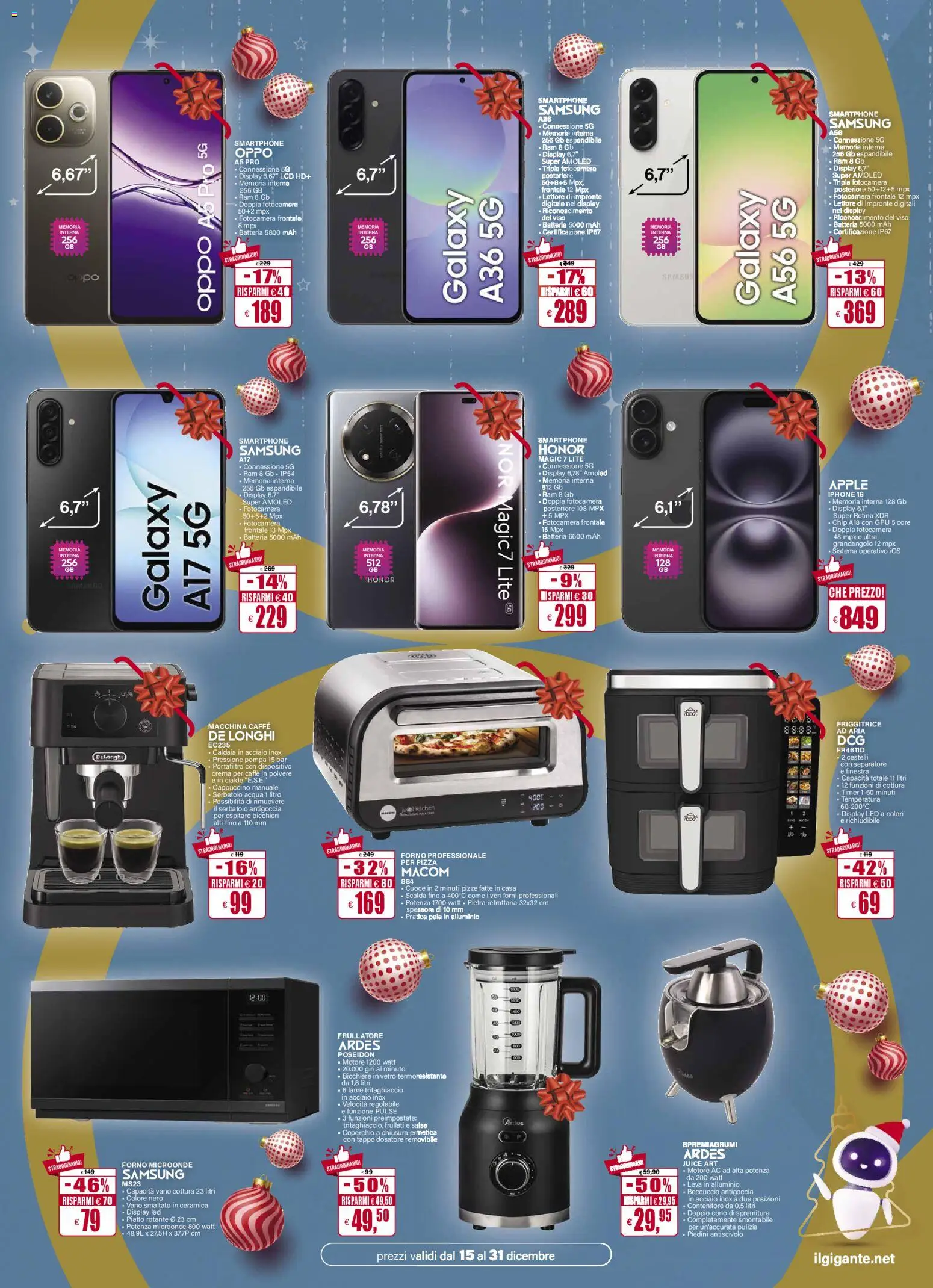 Volantino Il Gigante del 15.12.2025 | Pagina: 3 | Prodotti: Smartphone samsung, Smartphone, Contenitore, Friggitrice