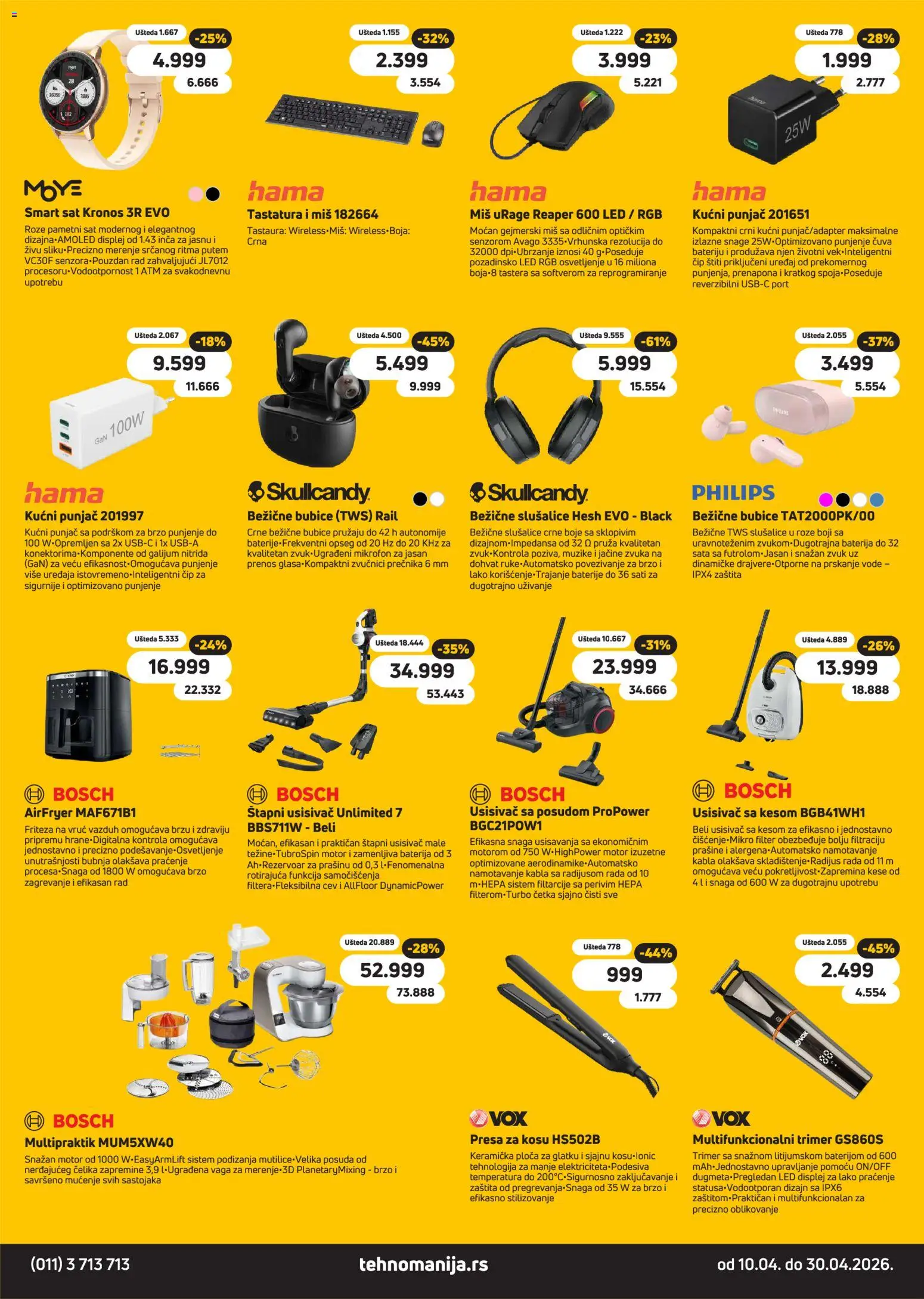 Tehnomanija katalog - važi od 10.04.2026 | Strana: 12 | Proizvode: Usisivač, Friteza, Slušalice, Štapni usisivač