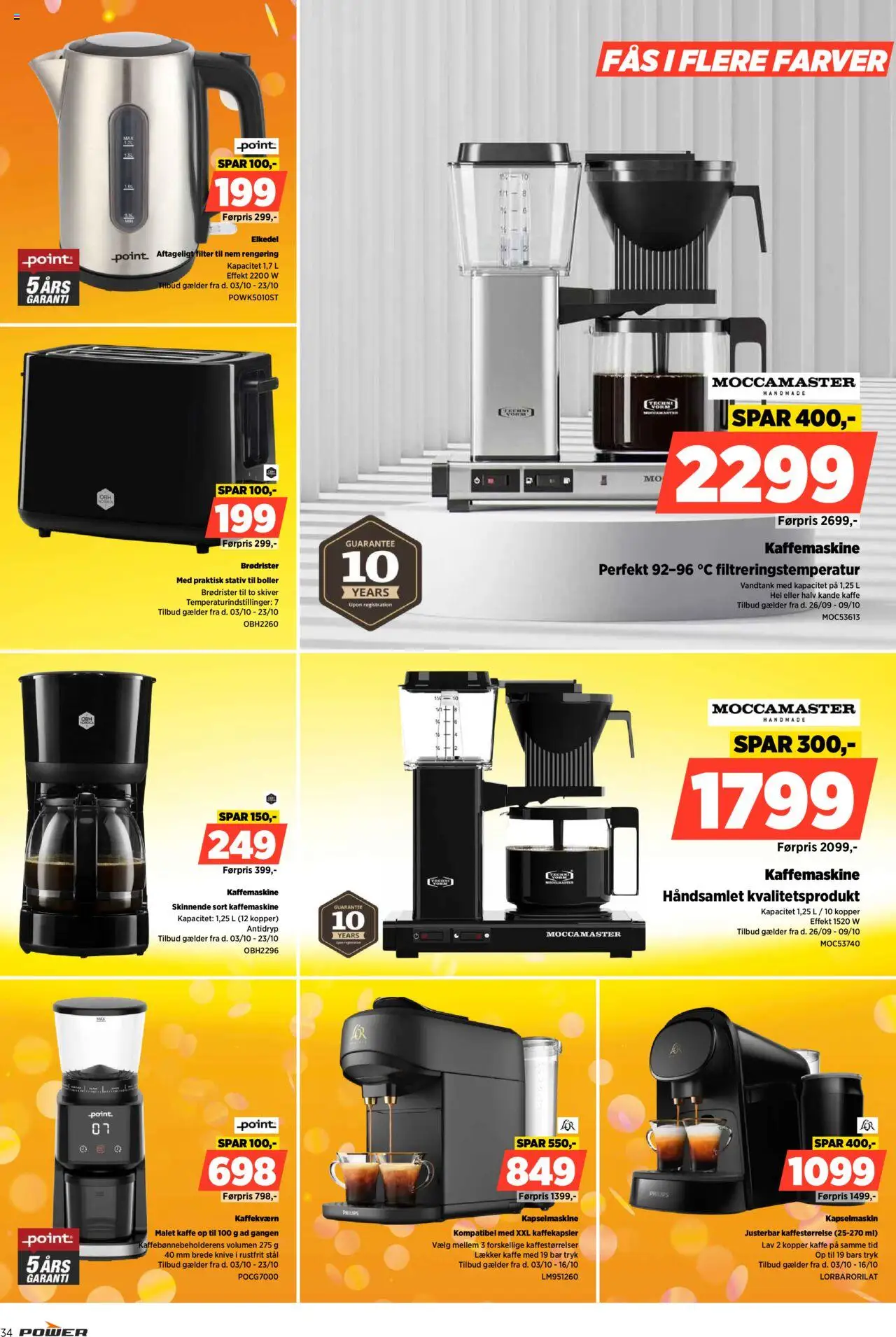 Power tilbudsavis – gyldig fra 03.10.2025 | Side: 34 | Produkter: Kaffe, Brødrister, Kaffemaskine
