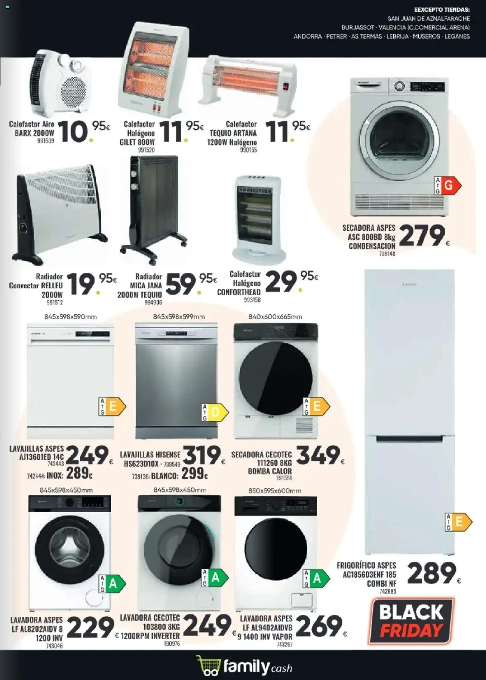 Family Cash Black Friday │ válido desde el 10.11.2025 | Página: 18 | Productos: Lavadora, Secadora, Combi, Radiador