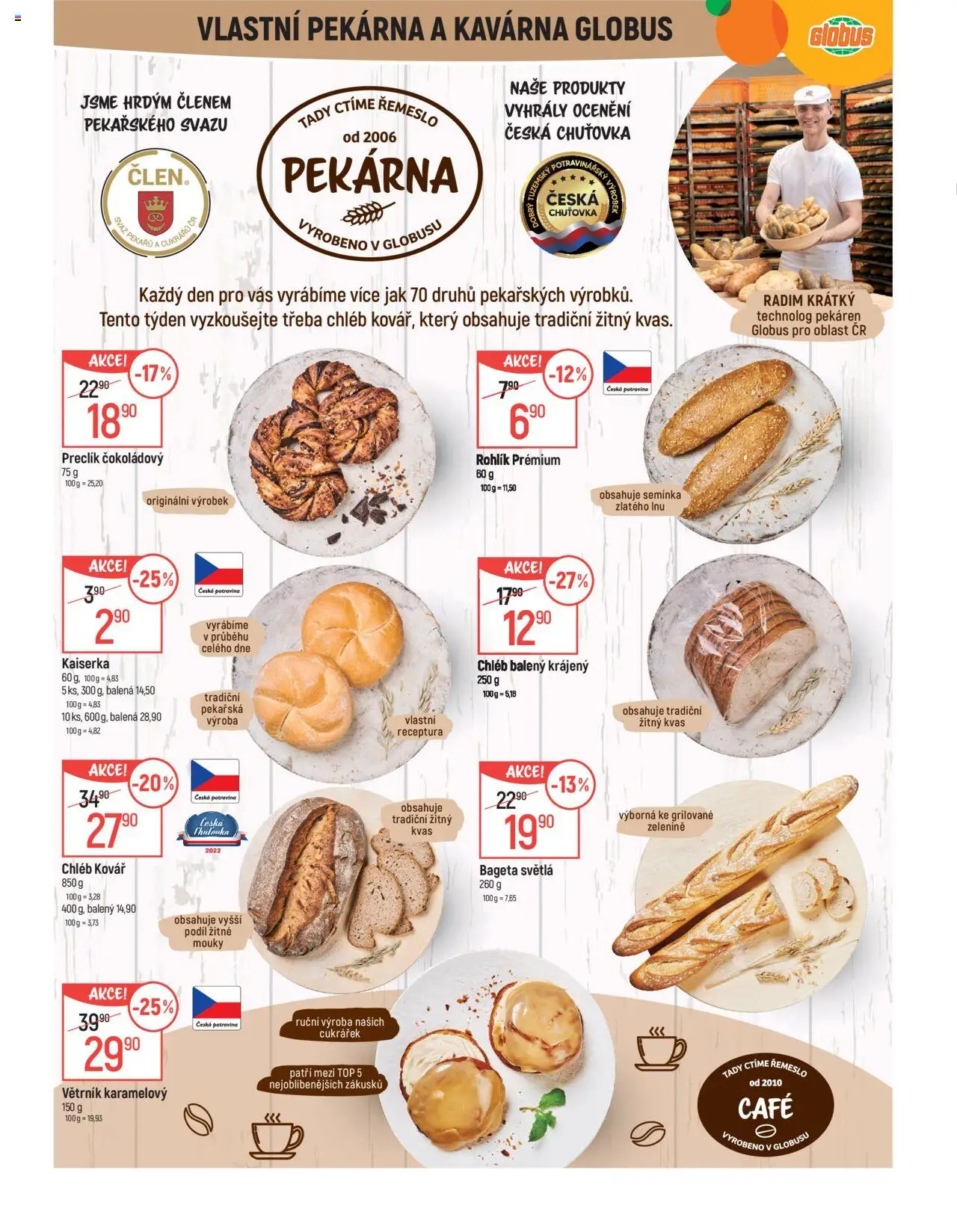 Globus leták - České Budějovice od 20.08.2025 | Strana: 8 | Produkty: Kaiserka, Chléb, Větrník, Pekárna