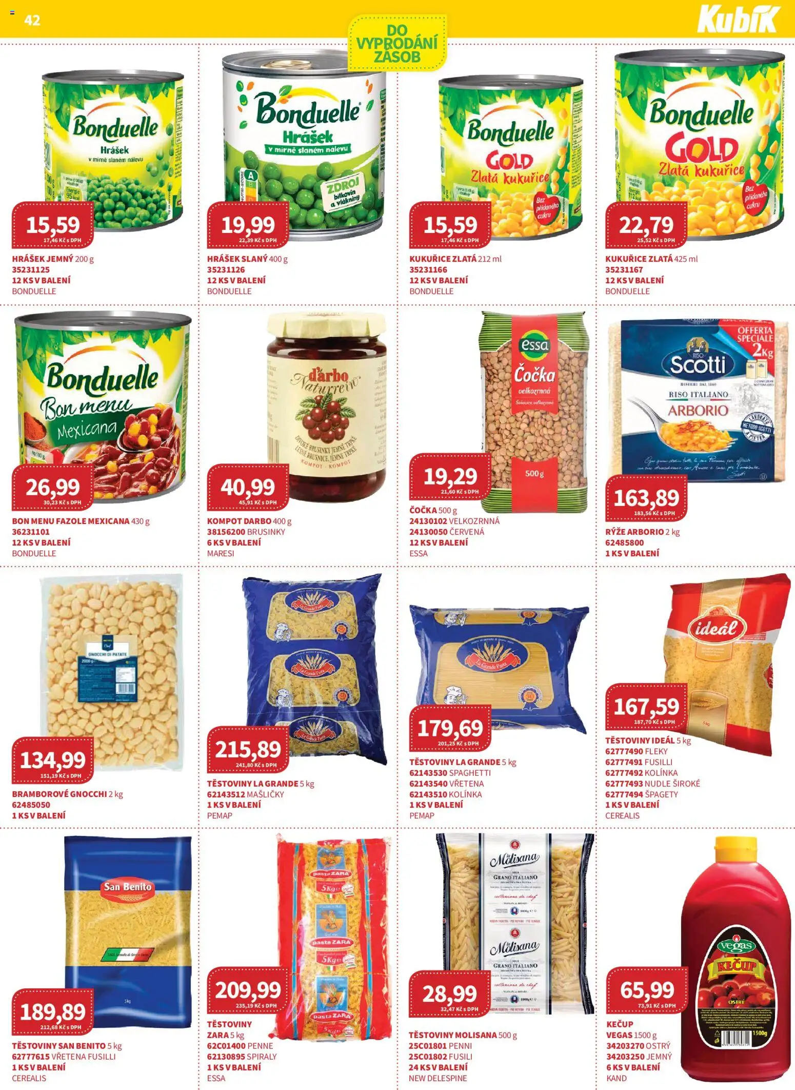 Kubík leták - Velkoobchod 03/2026 od 01.03.2026 | Strana: 42 | Produkty: Rýže arborio, Kompot, Těstoviny, Nudle