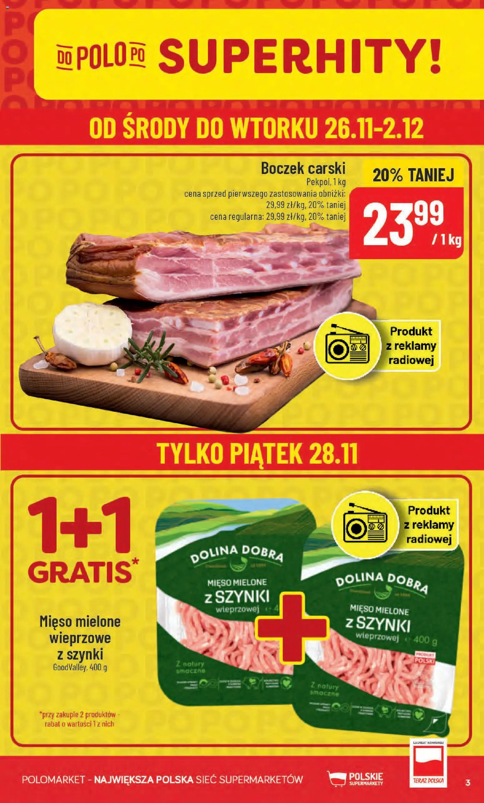 POLOmarket Black Friday od 26.11.2025 | Strona: 3 | Produkty: Mięso mielone z szynki, Mięso, Mięso mielone, Boczek
