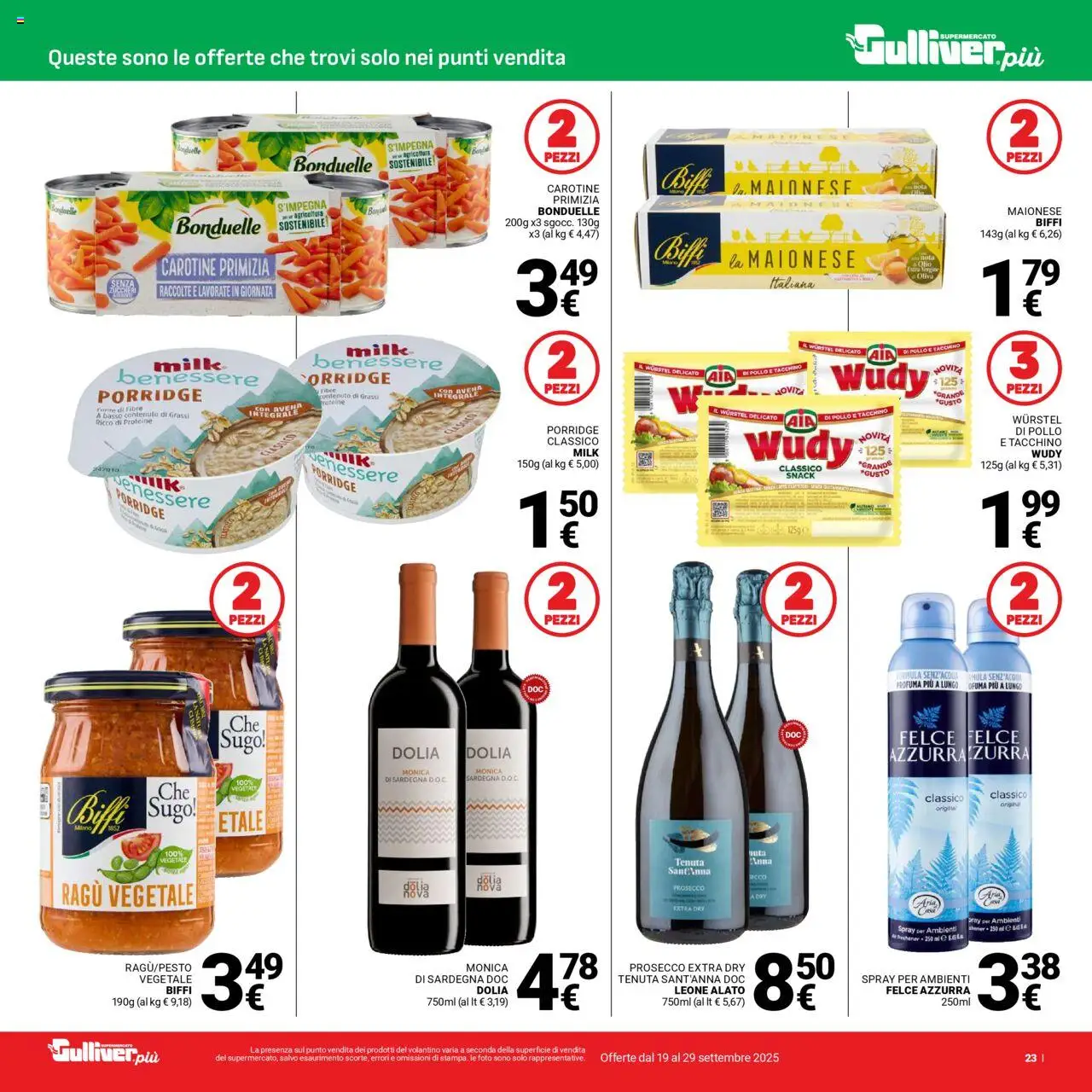Volantino Gulliver del 19.09.2025 | Pagina: 23 | Prodotti: Sale, Wurstel, Ragú, Sugo