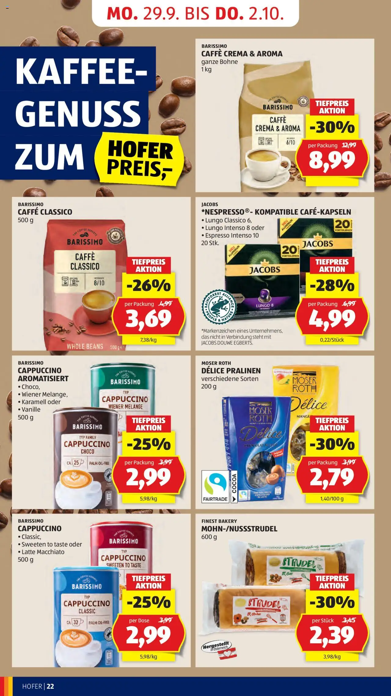 Hofer Flugblatt gültig ab 26.09.2025 | Seite: 24 | Produkte: Kaffee