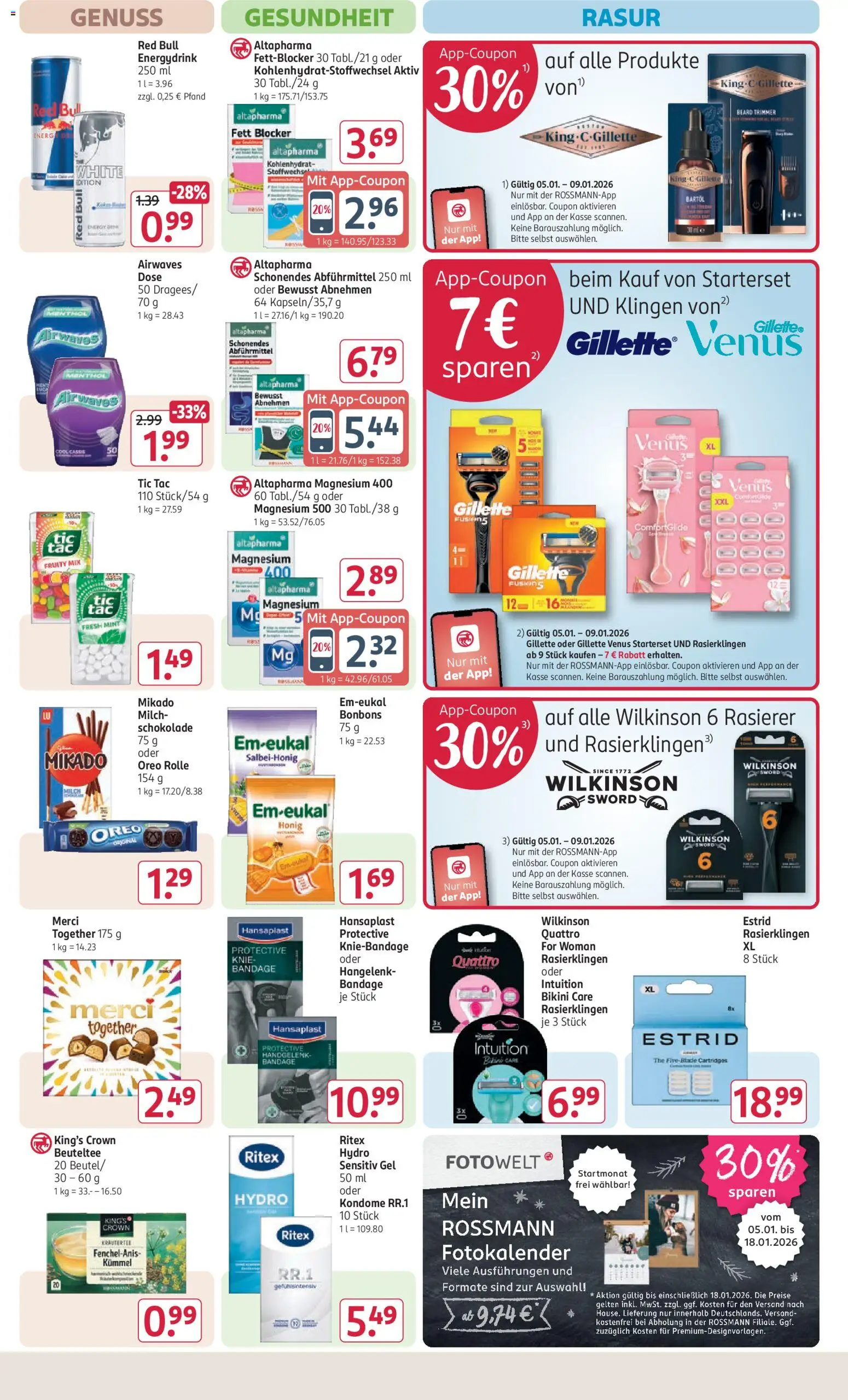 Rossmann Prospekt 	 – gültig ab 05.01.2026 | Seite: 14 | Produkte: Bikini, Rasierer, Red bull, Milch