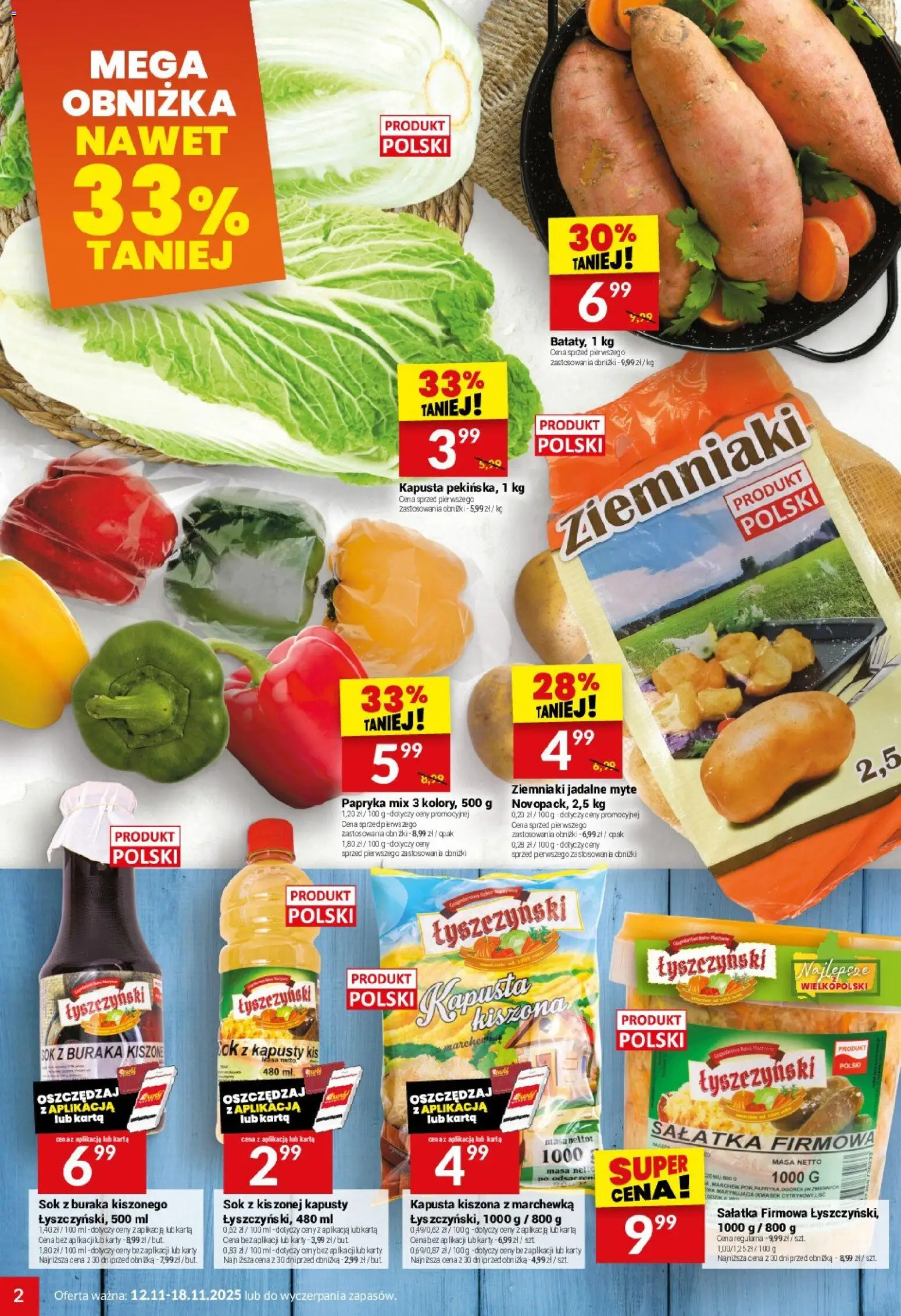 Twój Market Gazetka od 12.11.2025 | Strona: 2 | Produkty: Karta, Kapusta kiszona, Papryka, Ziemniaki