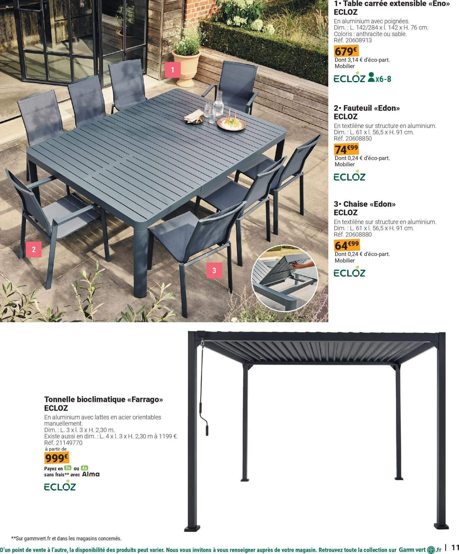 {H1} | Page: 11 | Produits: Tonnelle, Fauteuil, Chaise