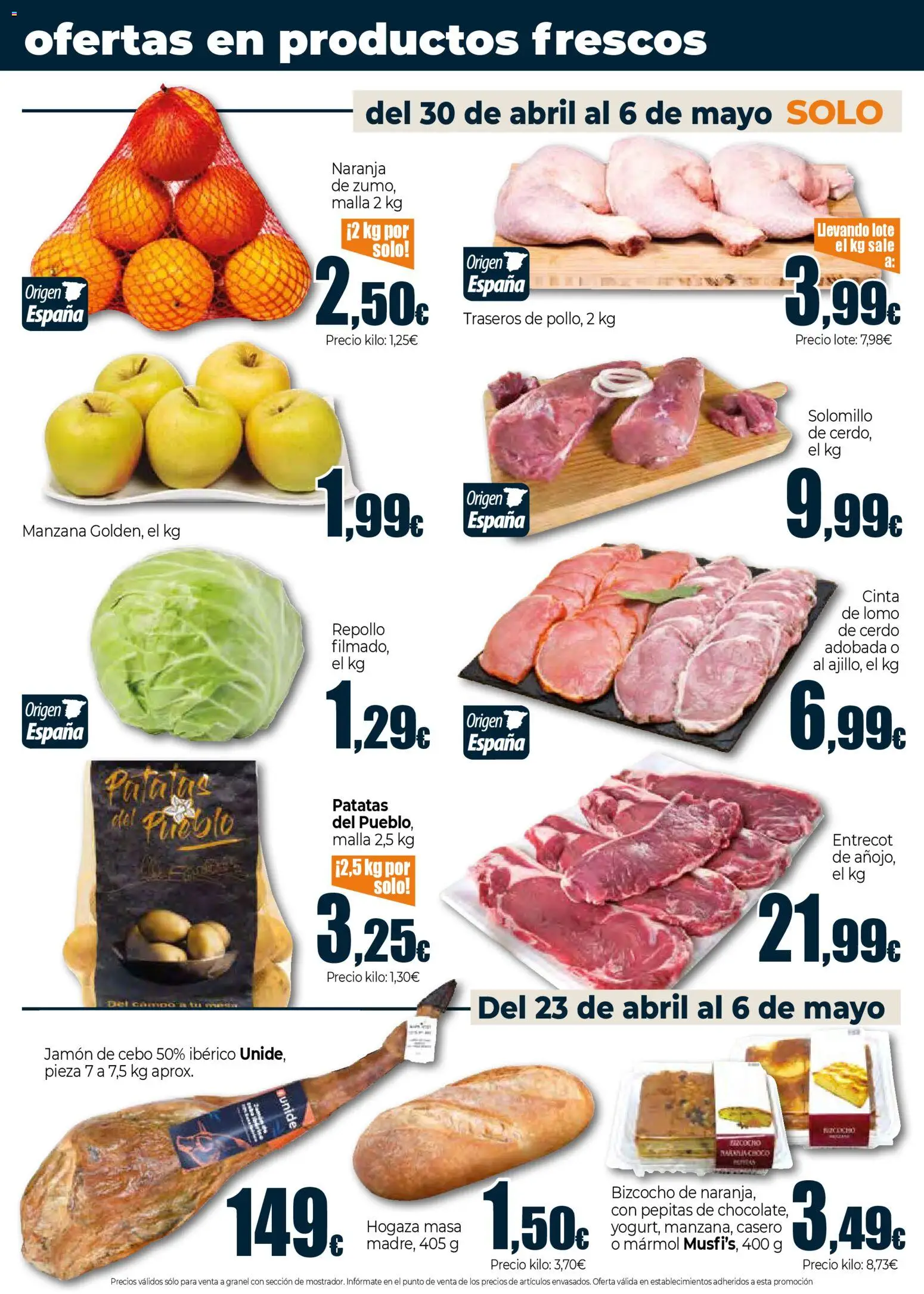 Unide folleto │ válido desde el 23.04.2026 | Página: 3 | Productos: Jamón, Cerdo, Manzana, Bizcocho