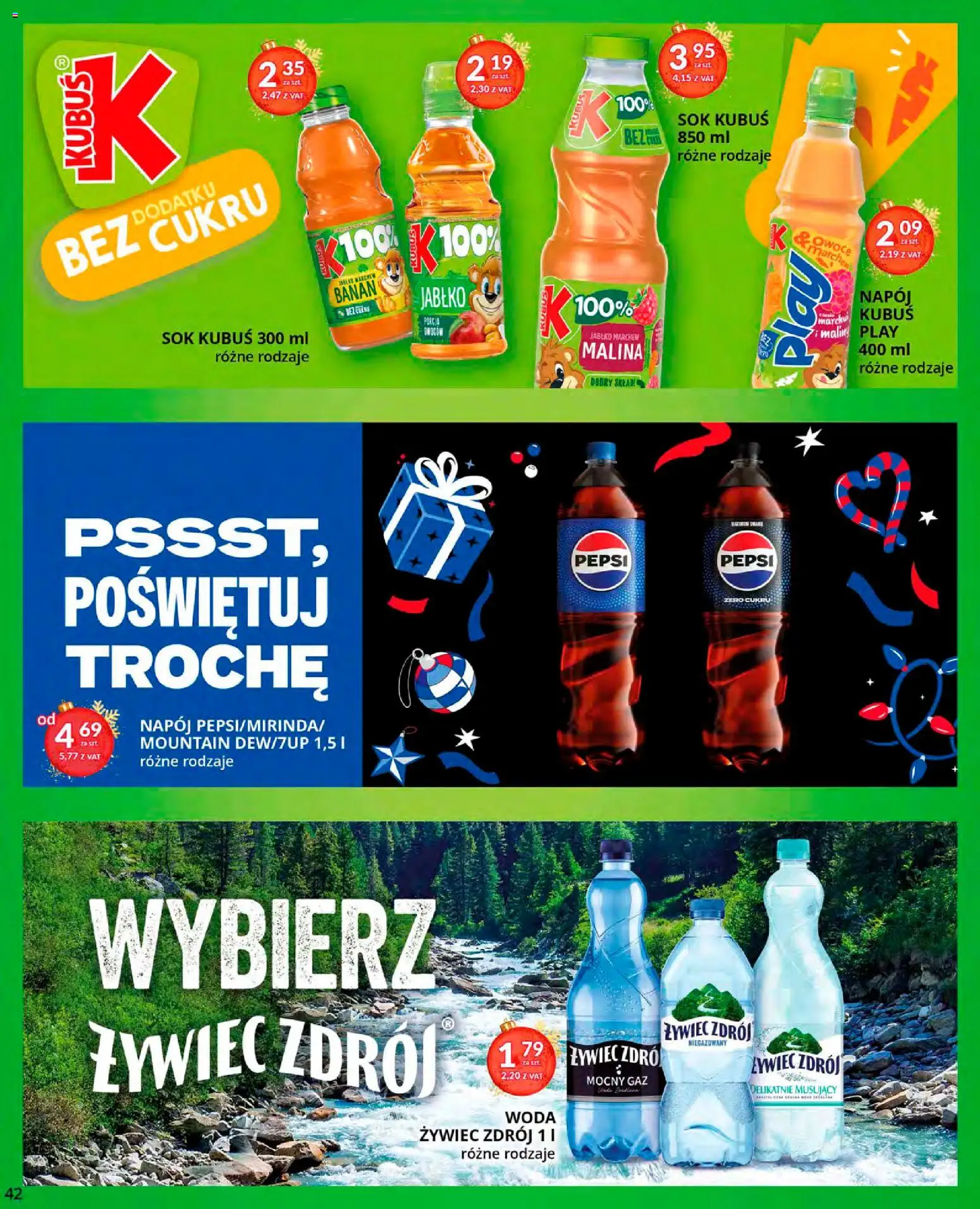 Eurocash Gazetka od 15.12.2025 | Strona: 42 | Produkty: Woda żywiec, Malina, Banan, Owoce