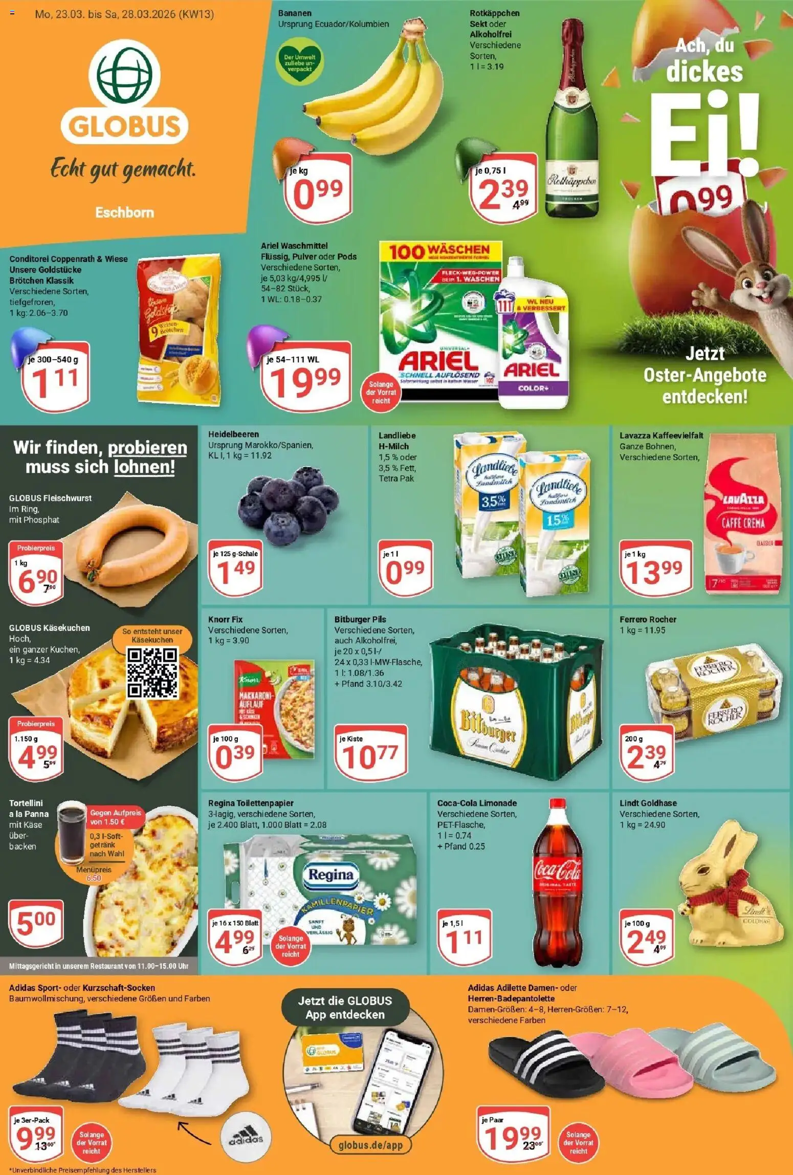 Globus prospekt Eschborn	 – gültig ab 23.03.2026 | Seite: 1 | Produkte: Knorr fix, Ariel, Pils, Toilettenpapier