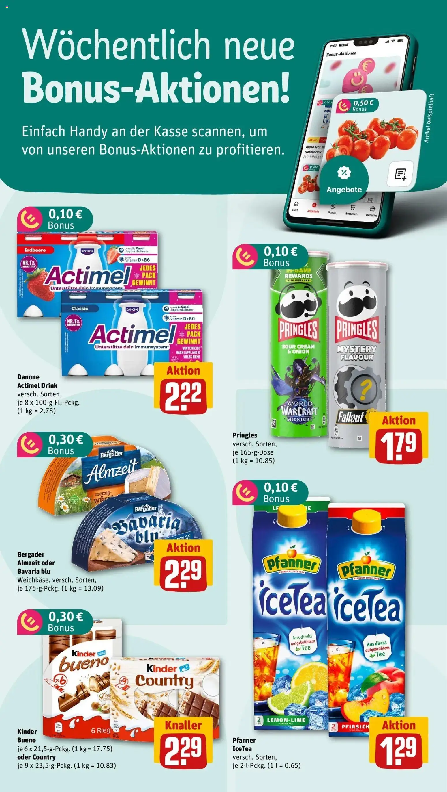 Rewe prospekt Velbert	 – gültig ab 09.02.2026 | Seite: 2 | Produkte: Actimel, Kinder bueno, Alpro, Pfirsich