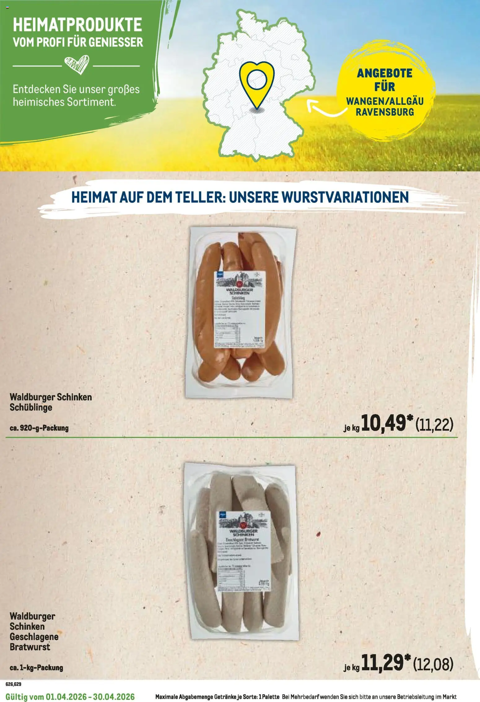 Metro Regionaler Flyer – gültig ab 01.04.2026 | Seite: 104 | Produkte: Bratwurst, Schinken