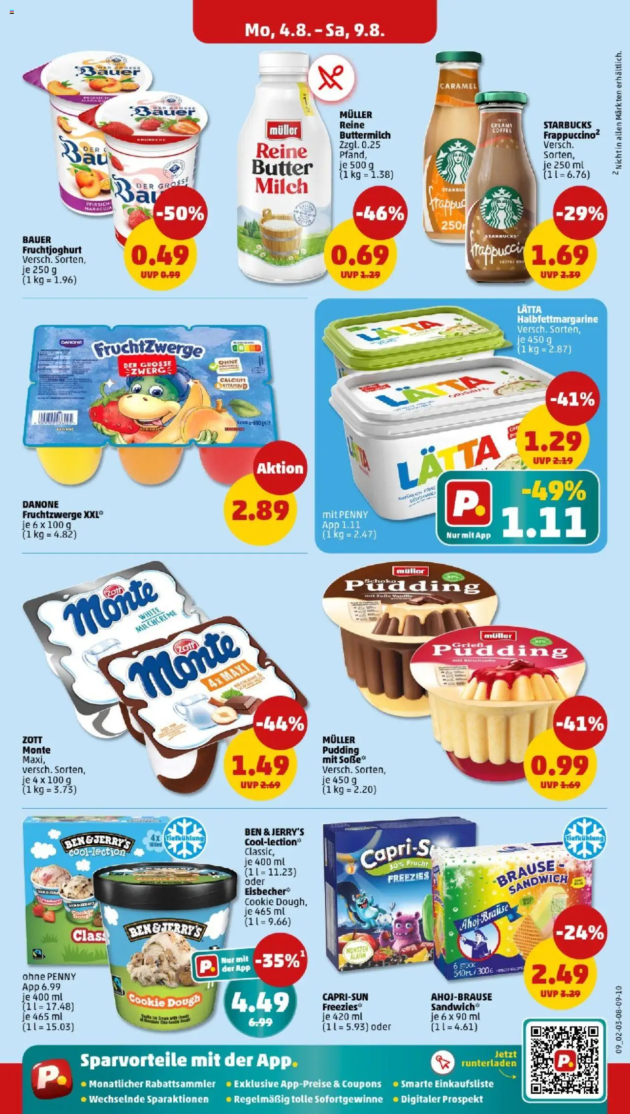 Penny - Nordrhein-Westfalen - gültig ab dem 04.08.2025 | Seite: 9 | Produkte: Milch, Fruchtzwerge, Starbucks, Fruchtjoghurt